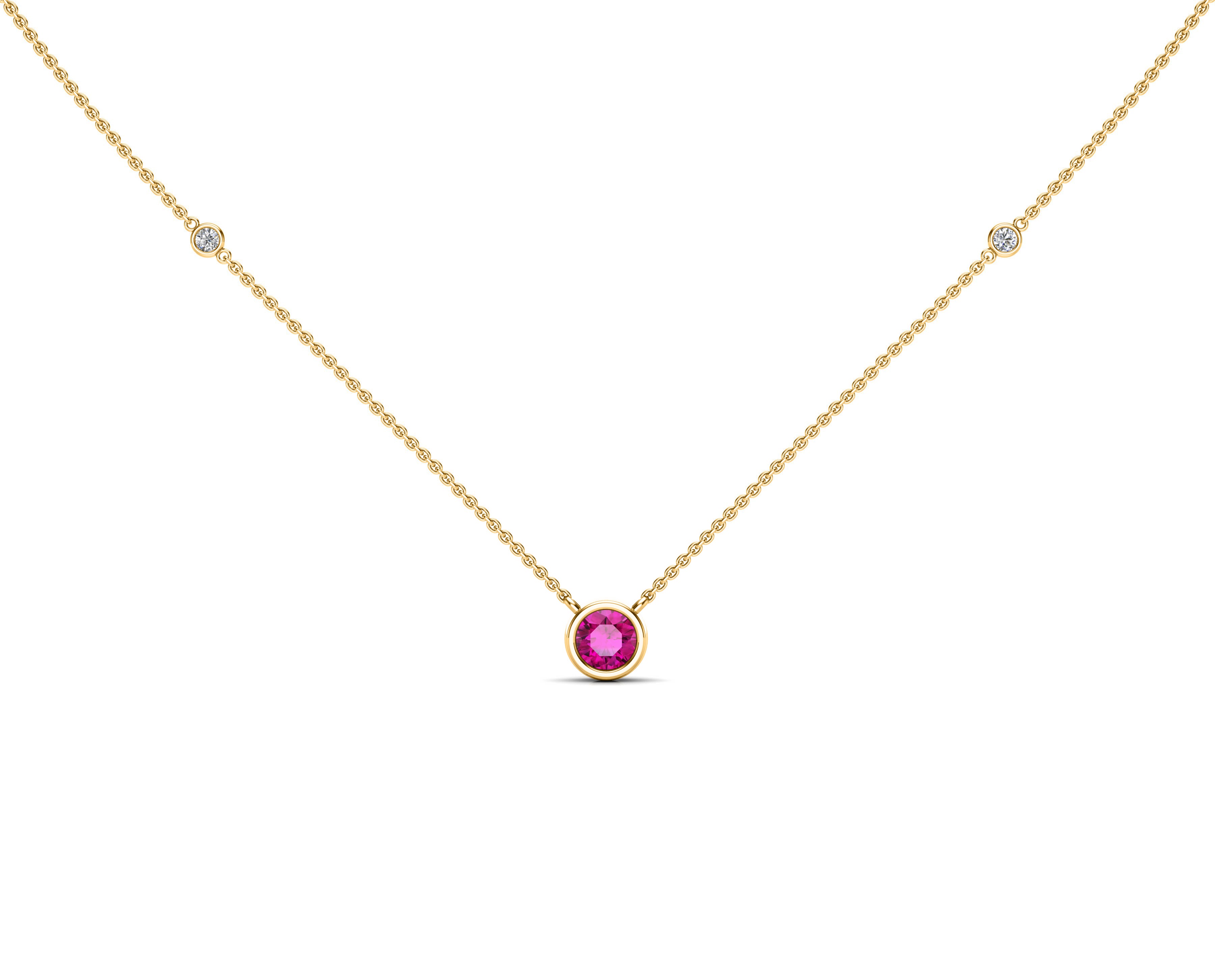 5MM Sapphire & Diamond Accent Necklace, 16"-18" in 14K Gold