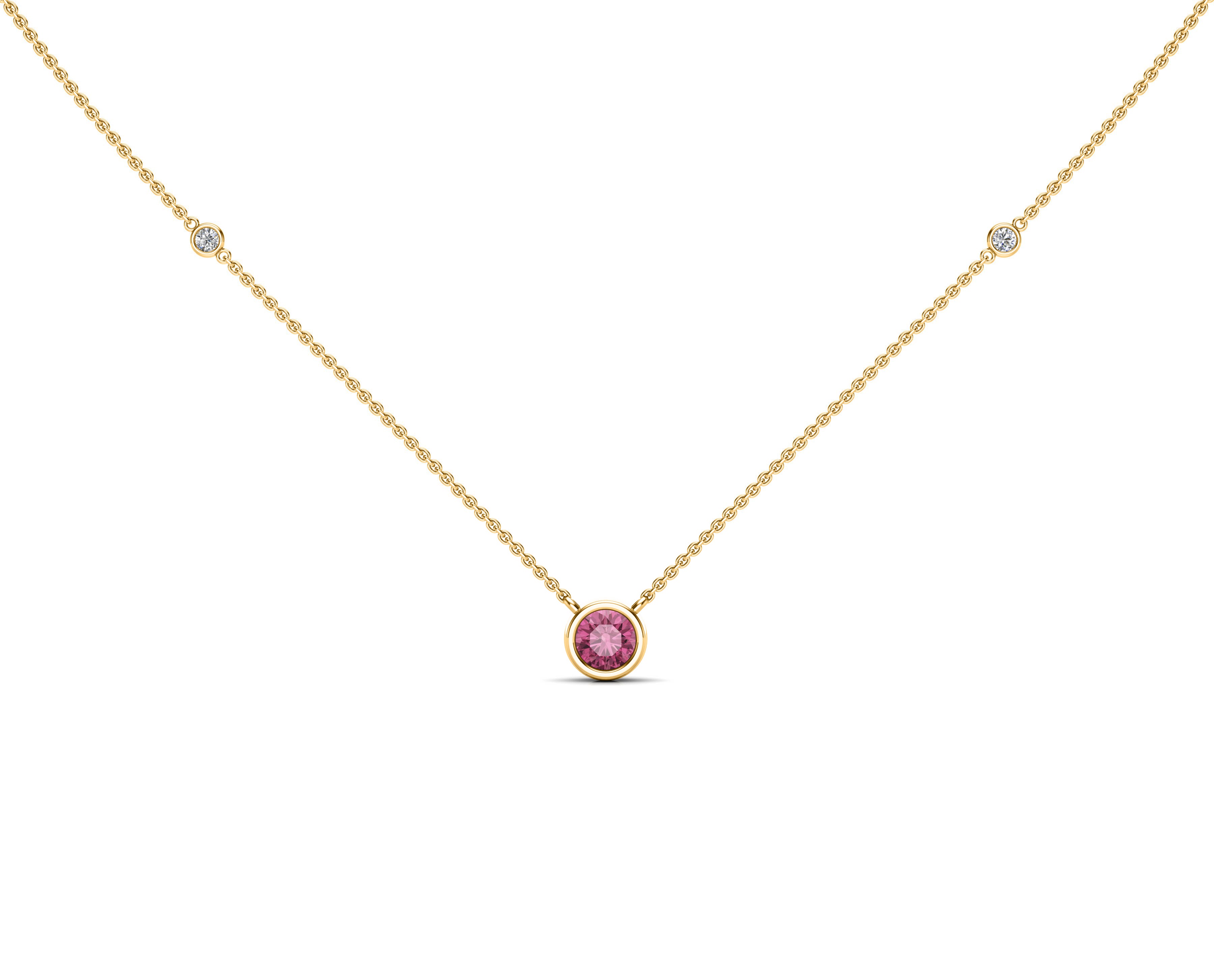 5MM Sapphire & Diamond Accent Necklace, 16"-18" in 14K Gold