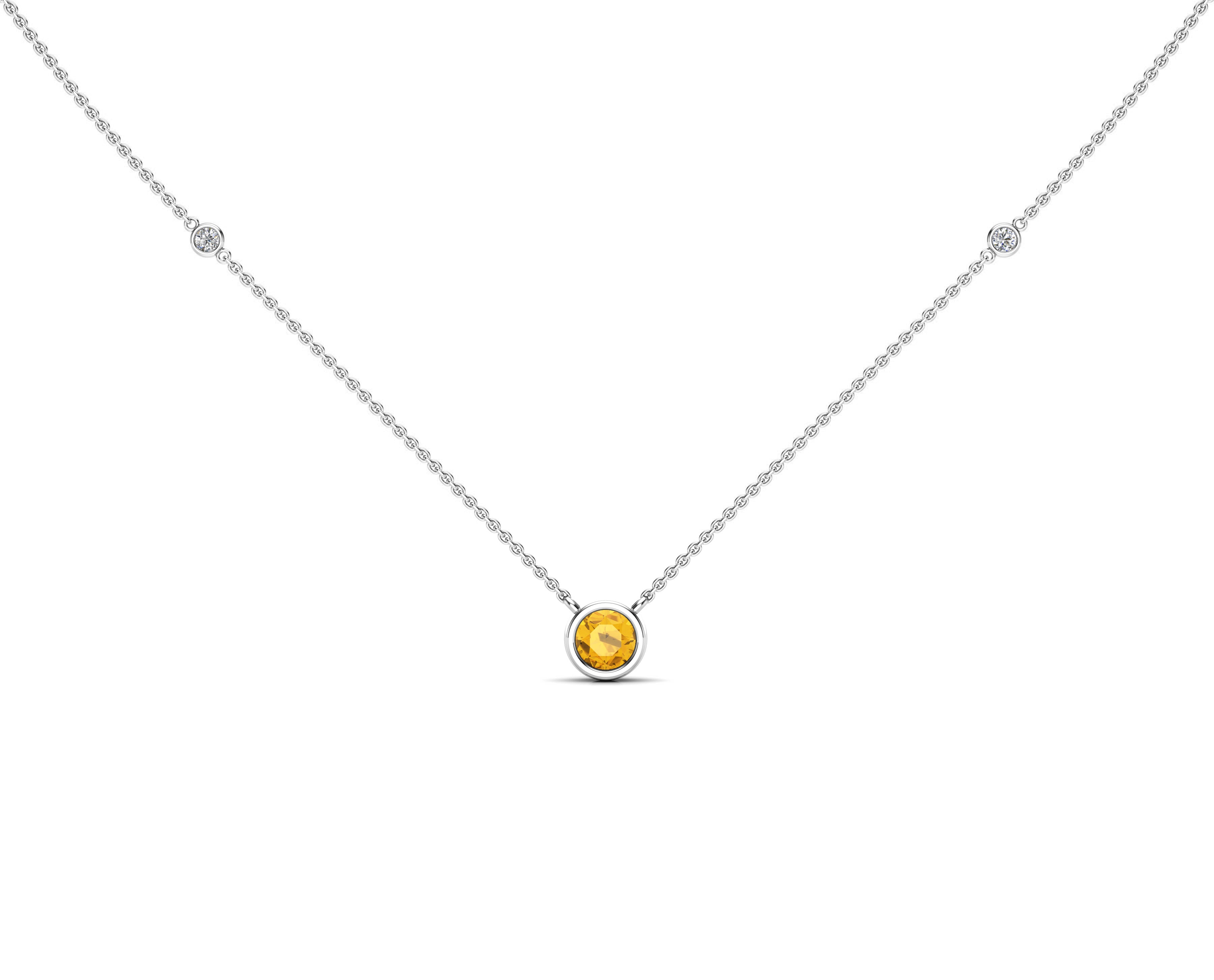 5MM Sapphire & Diamond Accent Necklace, 16"-18" in 14K Gold