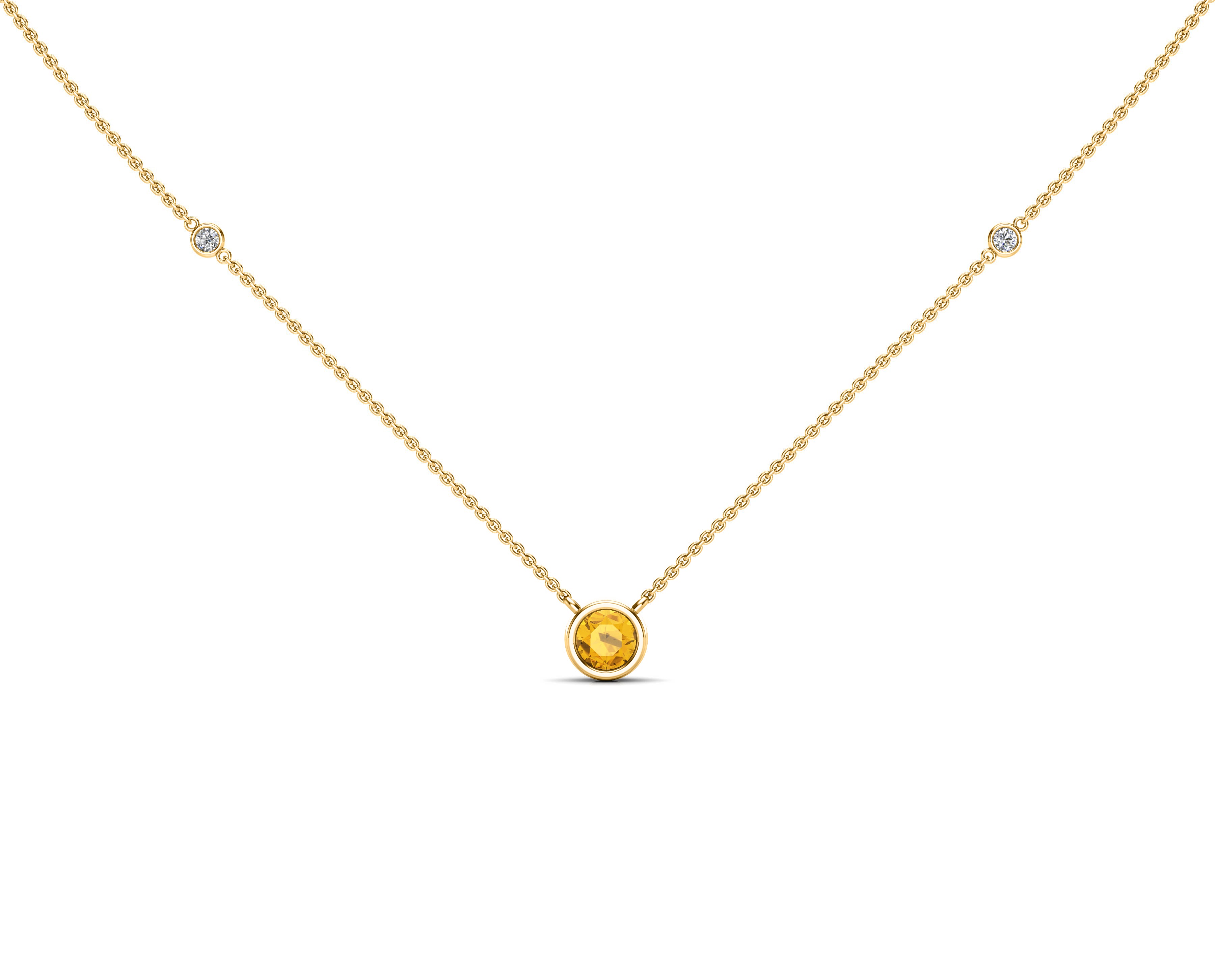 5MM Sapphire & Diamond Accent Necklace, 16"-18" in 14K Gold