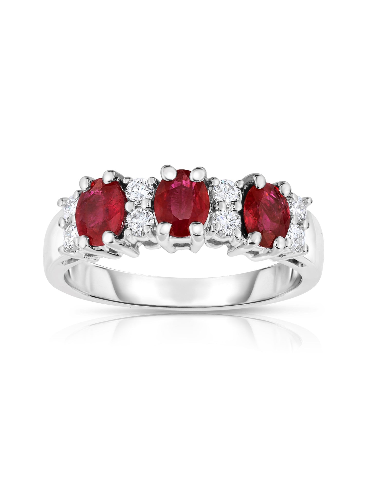 Oval Gemstone & 0.25Ct Diamond Ring in 14K White Gold