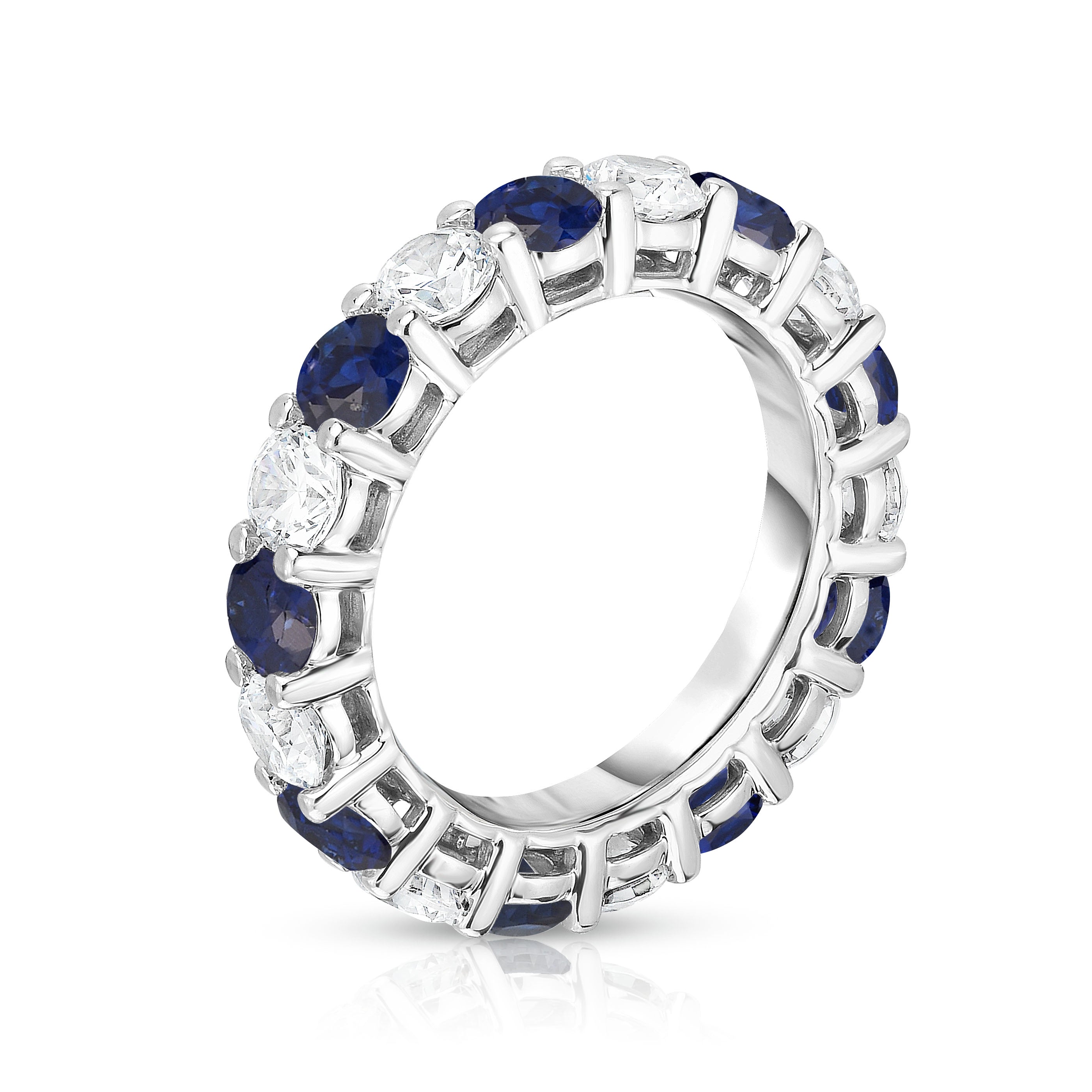 4.50Cttw Gemstone & Diamond Eternity Ring in 14K White Gold