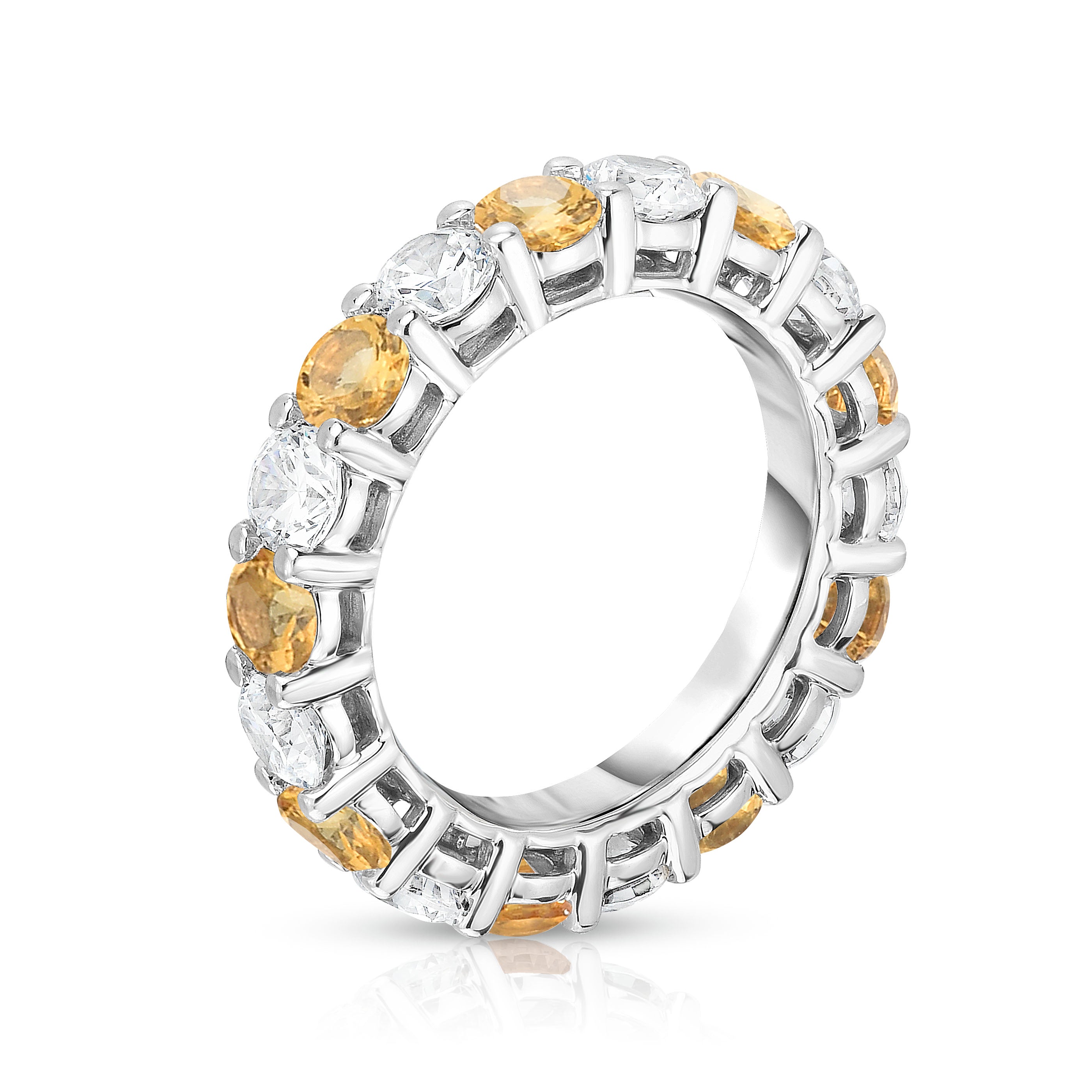 4.50Cttw Gemstone & Diamond Eternity Ring in 14K White Gold