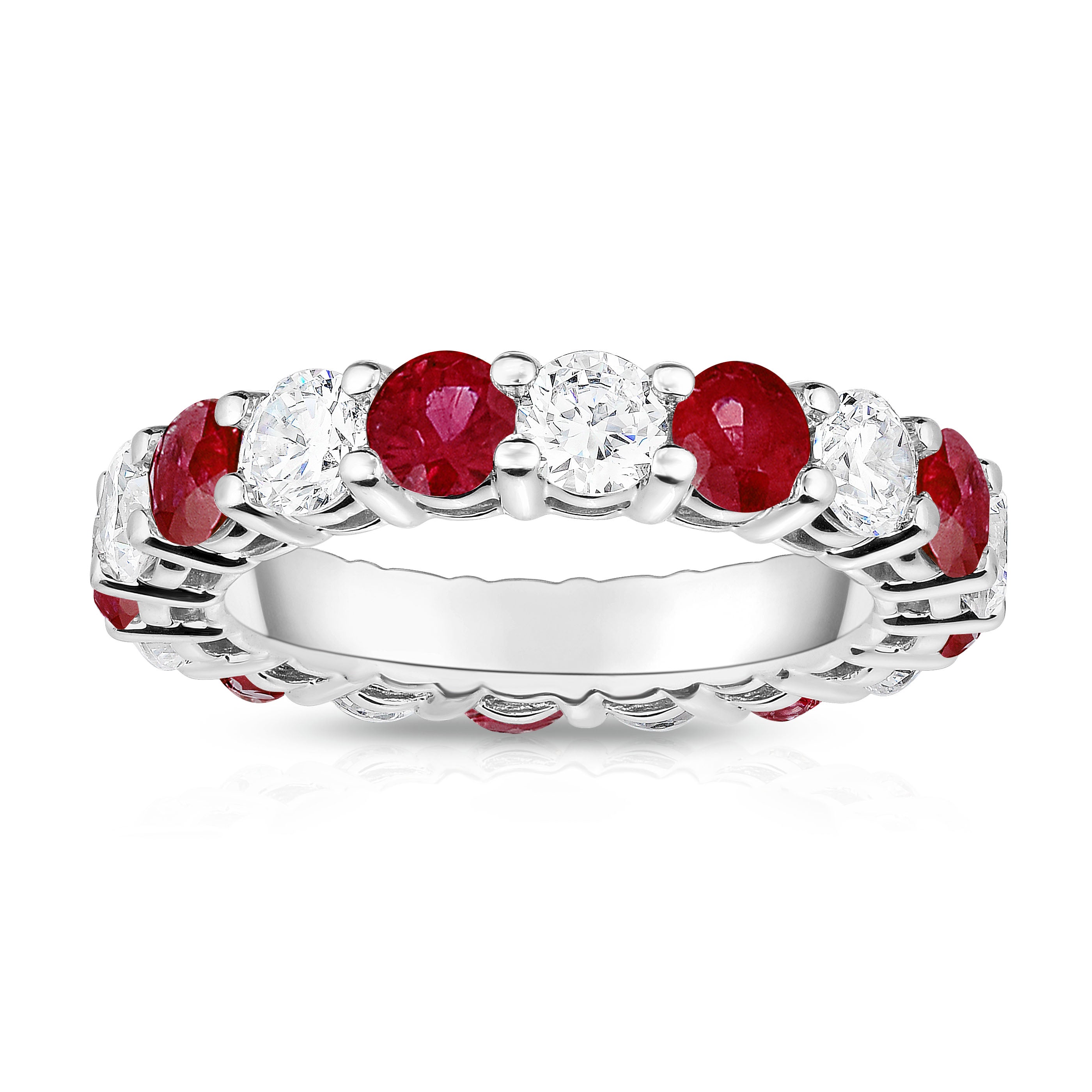 4.50Cttw Gemstone & Diamond Eternity Ring in 14K White Gold