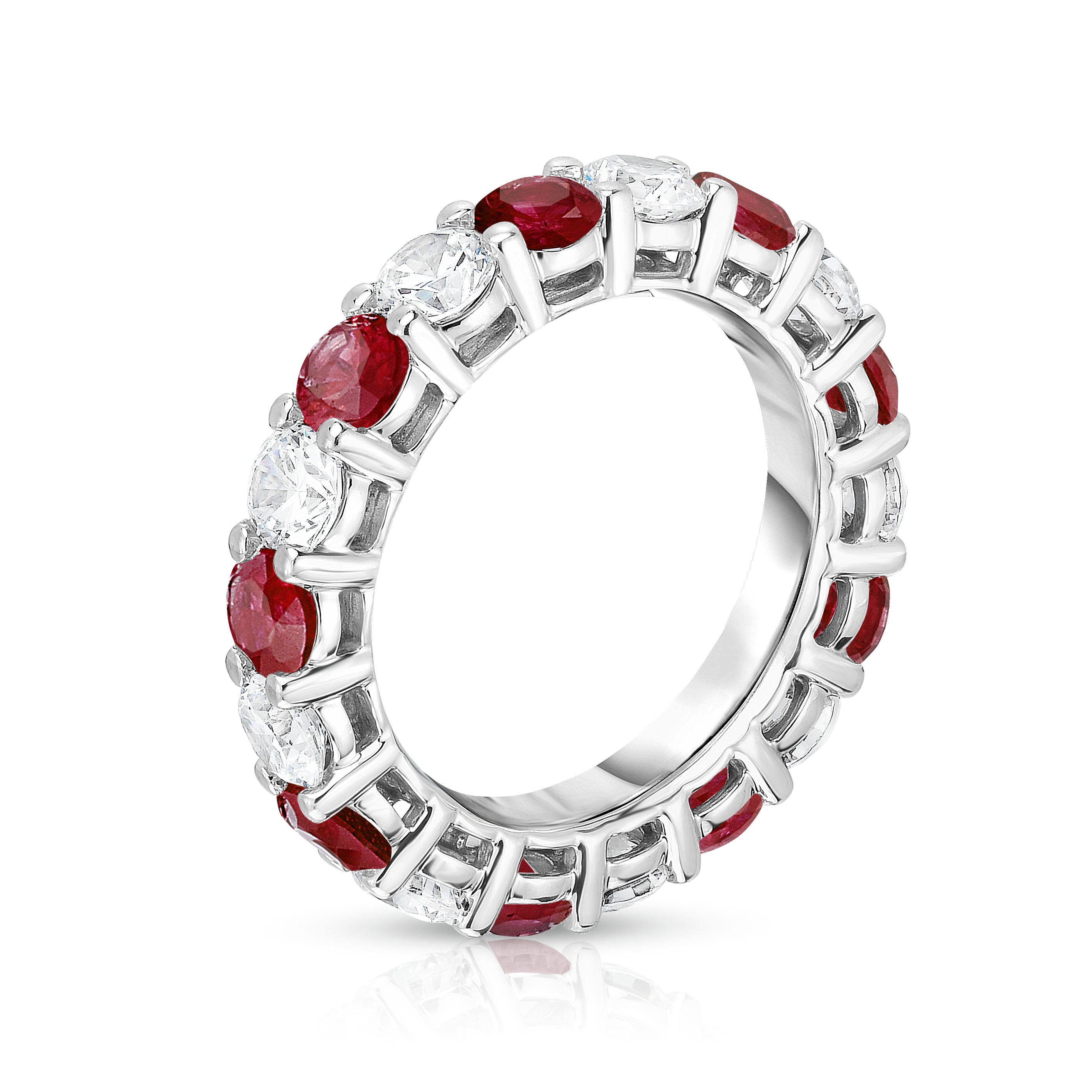 4.50Cttw Gemstone & Diamond Eternity Ring in 14K White Gold