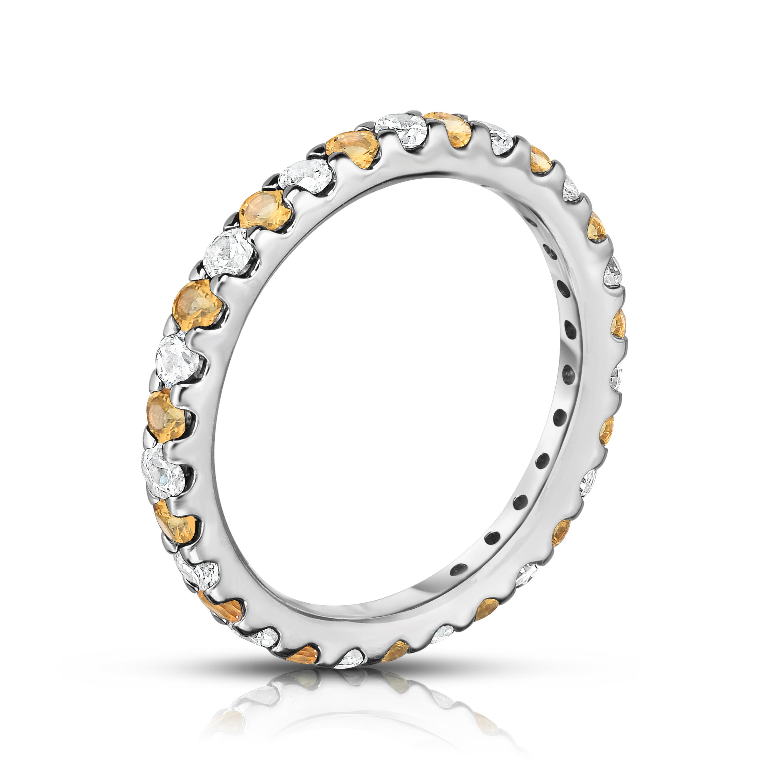 0.95Cttw Gemstone & Diamond Eternity Ring in 14K White Gold