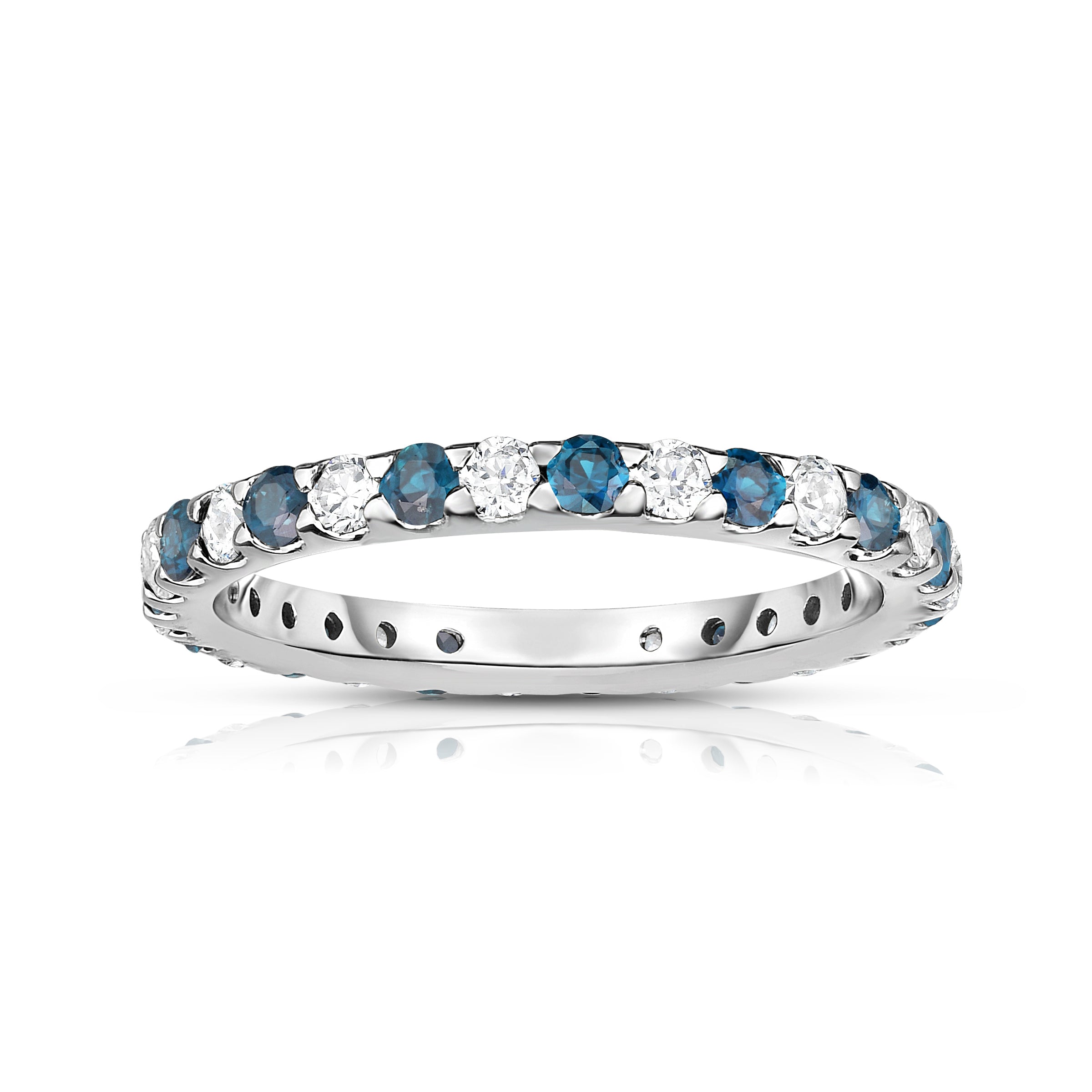 0.95Cttw Gemstone & Diamond Eternity Ring in 14K White Gold