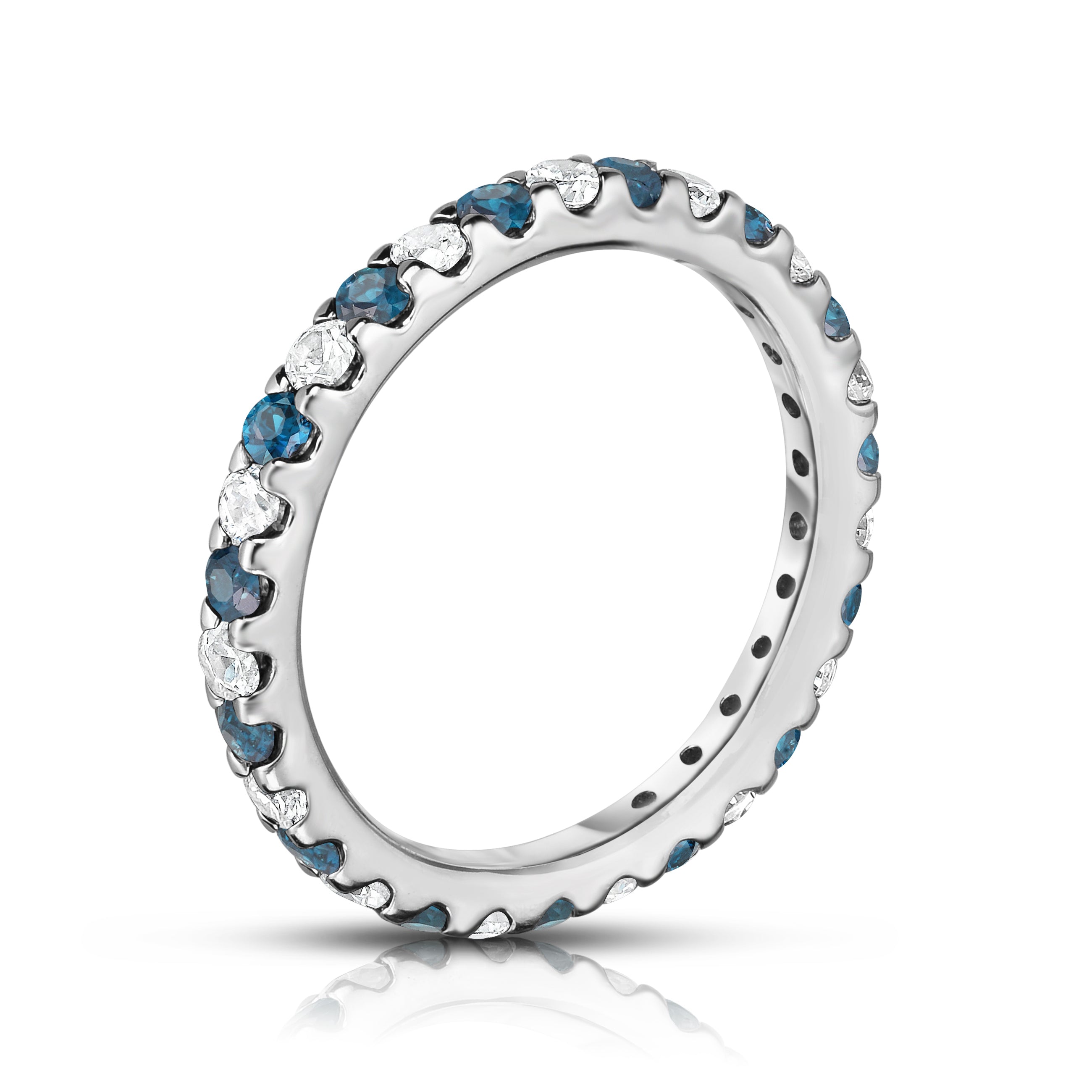 0.95Cttw Gemstone & Diamond Eternity Ring in 14K White Gold