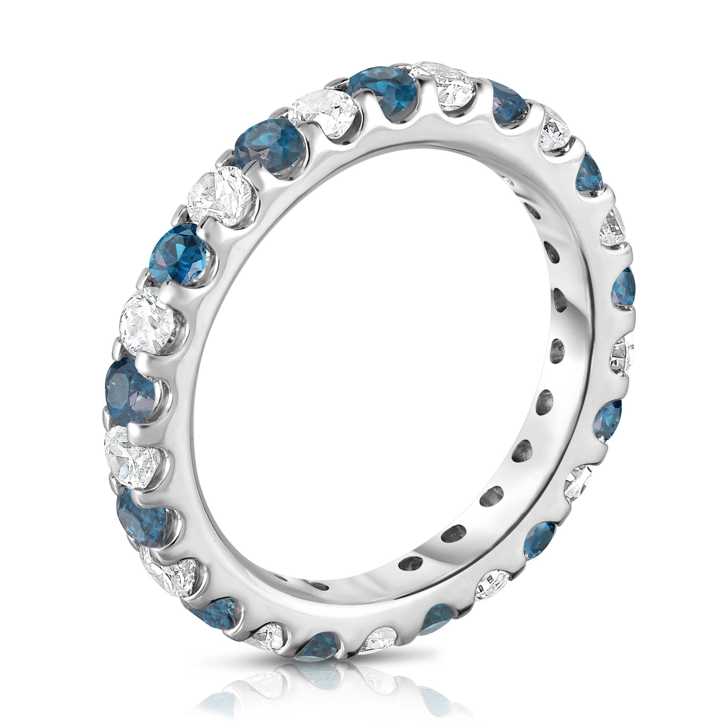 1.30Cttw Gemstone & Diamond Eternity Ring in 14K White Gold