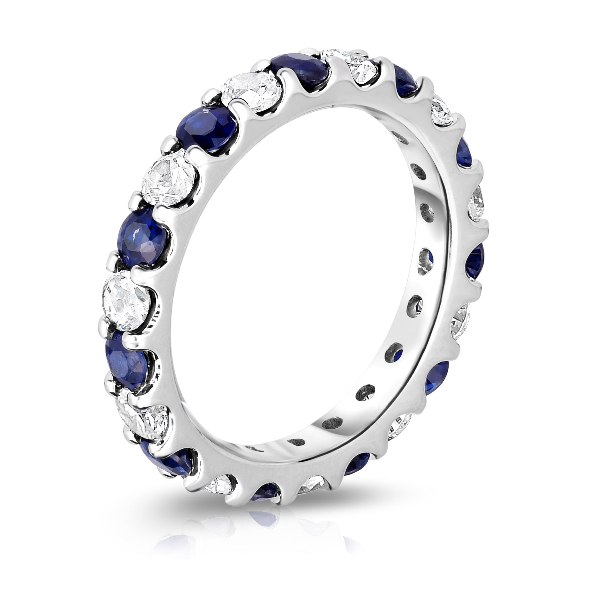 2.20Cttw Gemstone & Diamond Eternity Band in 14K White Gold