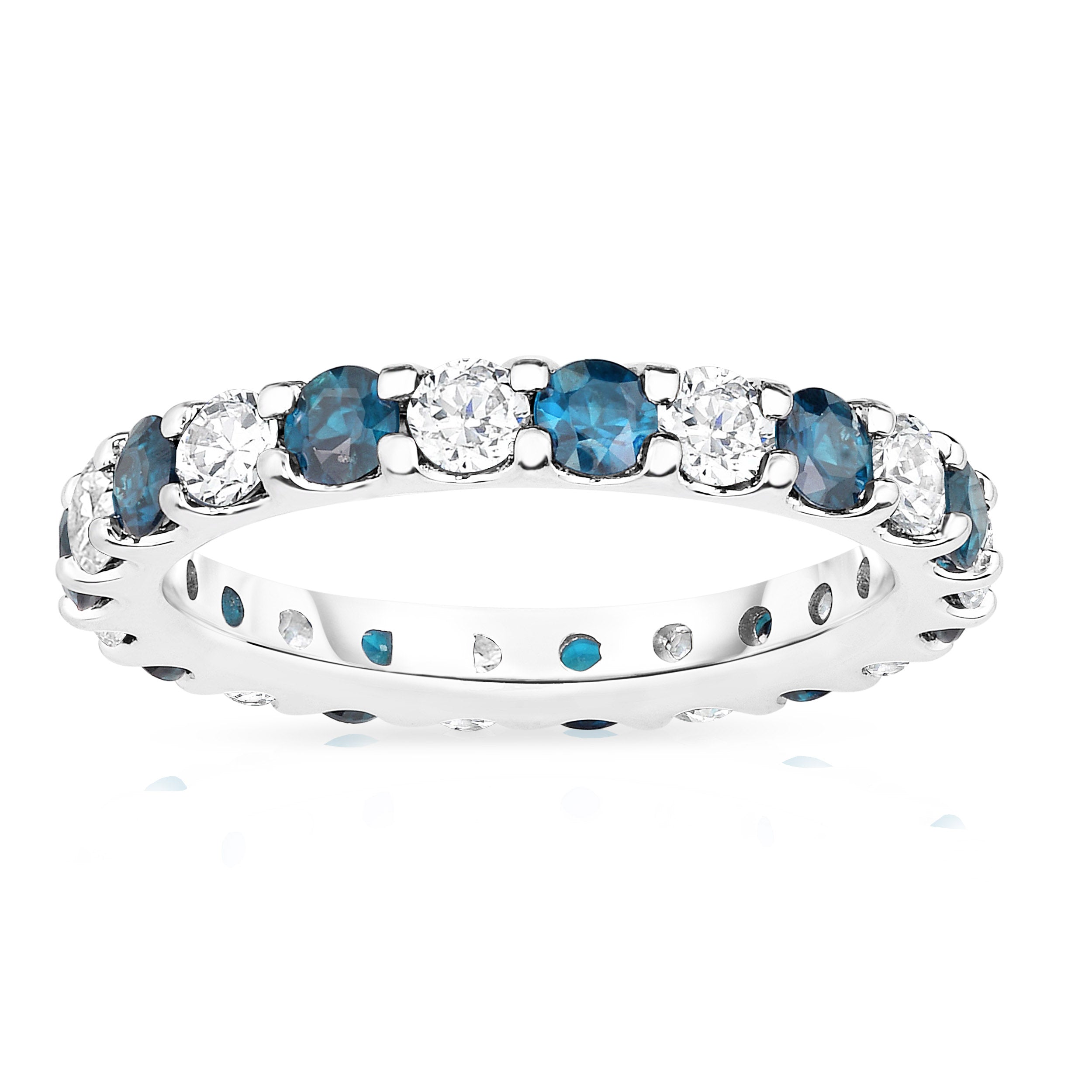 2.20Cttw Gemstone & Diamond Eternity Band in 14K White Gold