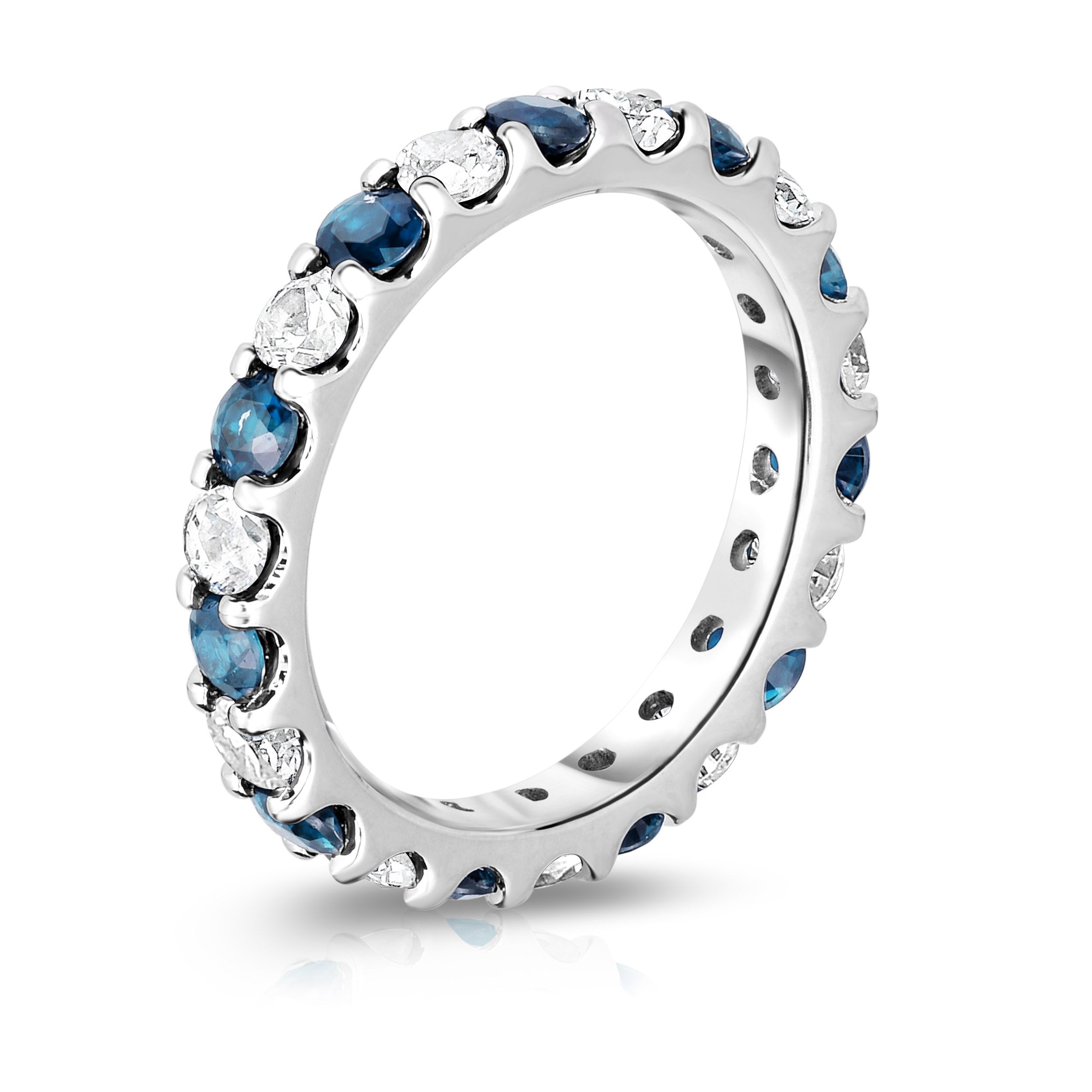 2.20Cttw Gemstone & Diamond Eternity Band in 14K White Gold