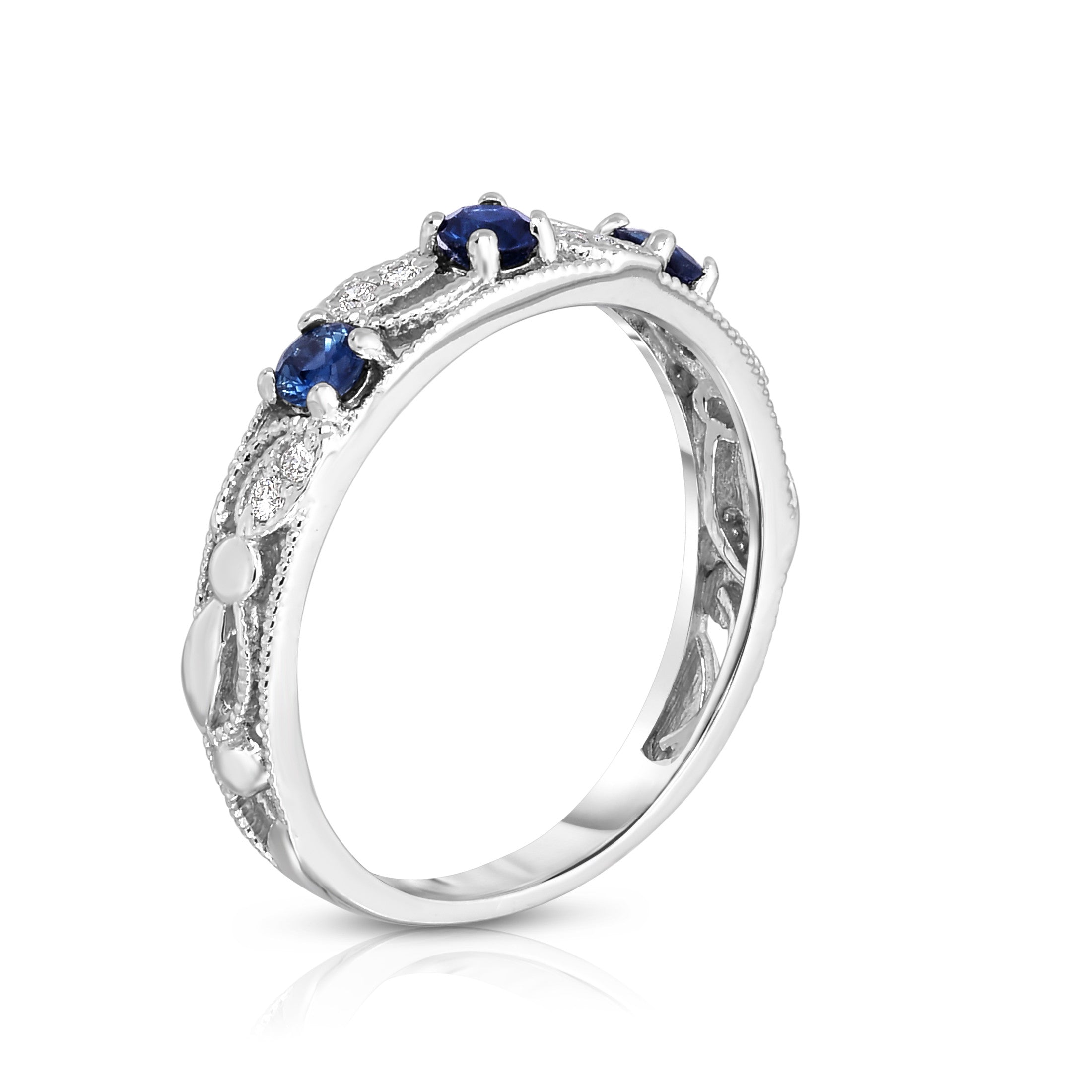 Gemstone & 0.06Ct Diamond Stackable Ring in 14K Gold