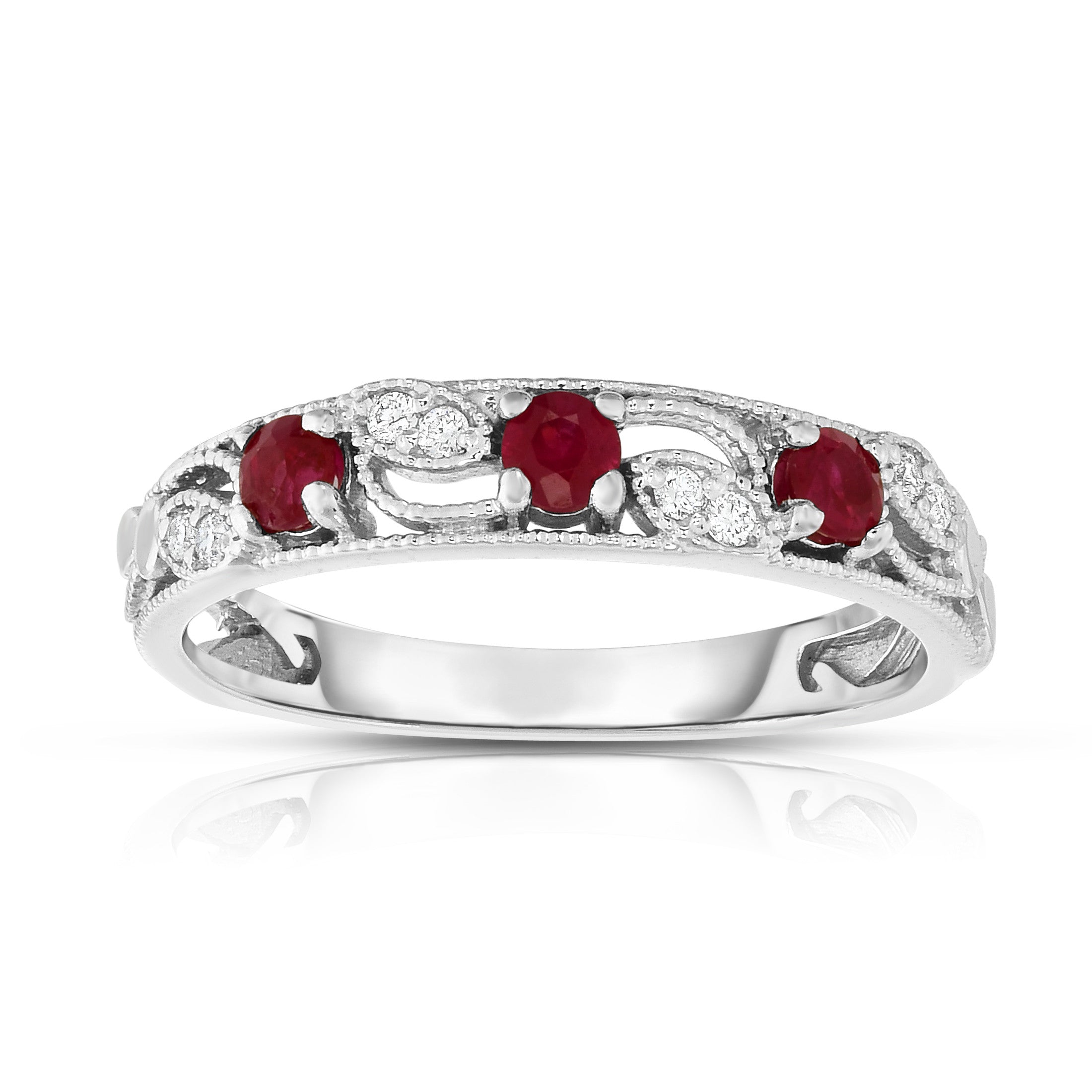 Gemstone & 0.06Ct Diamond Stackable Ring in 14K Gold