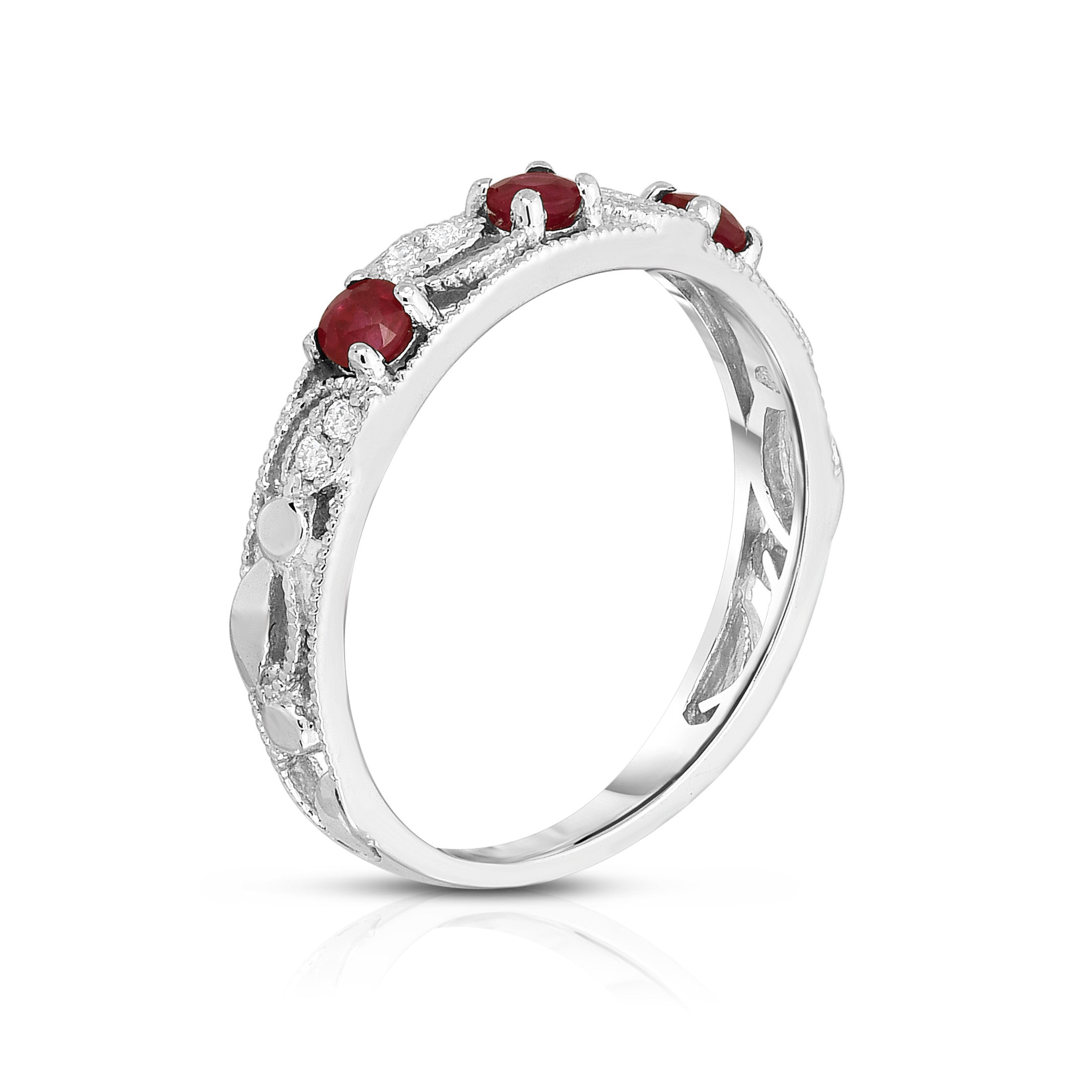 Gemstone & 0.06Ct Diamond Stackable Ring in 14K Gold
