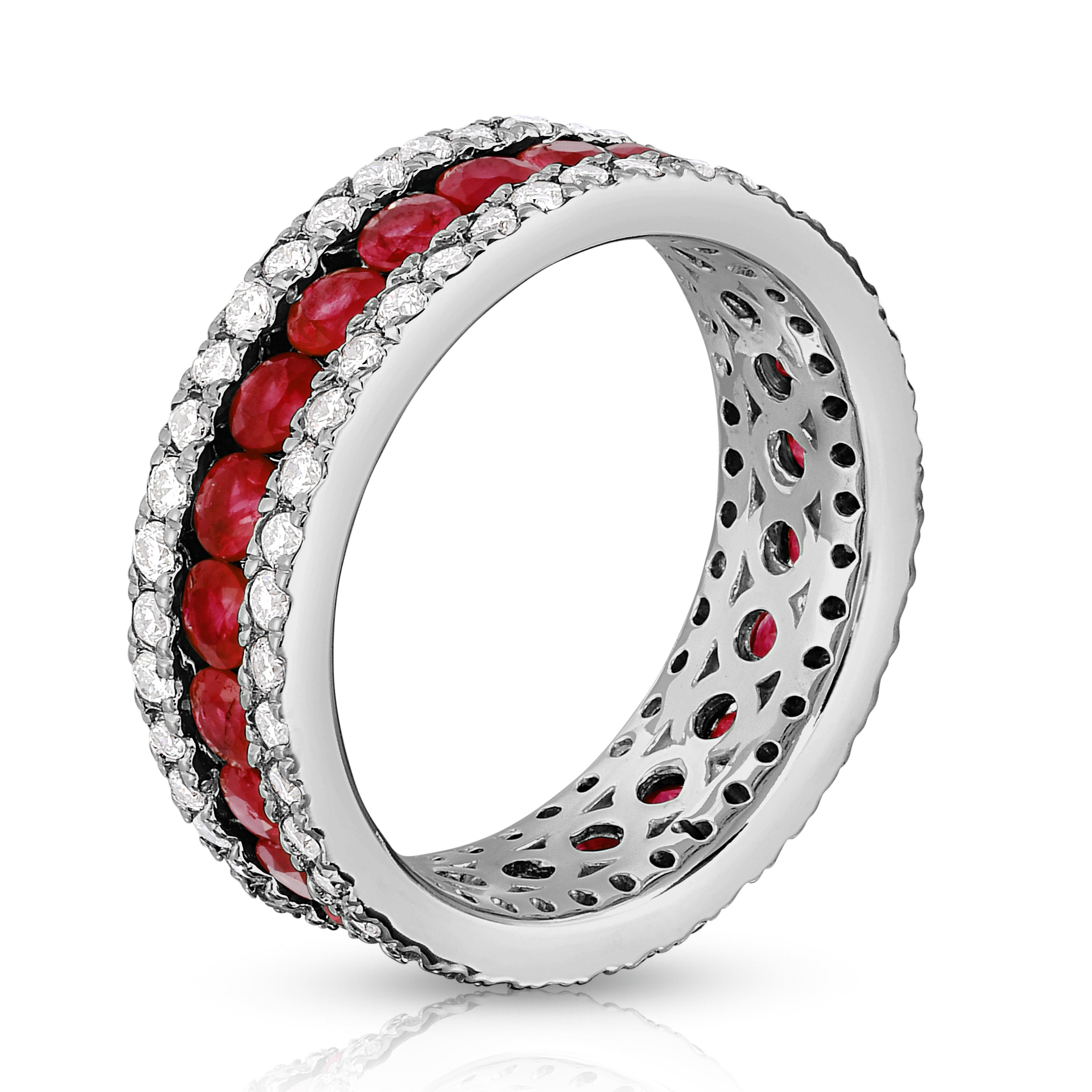 Gemstone & 0.95Ct Diamond Ring in 14K White Gold