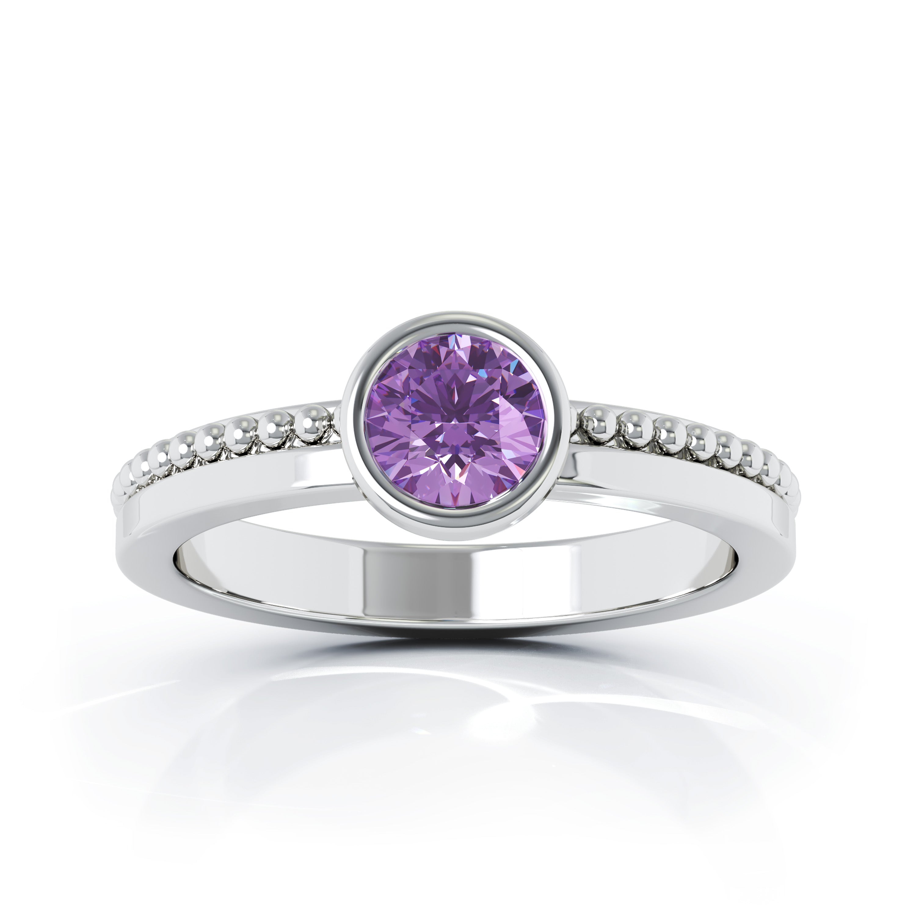 Bezel 5MM Gemstone Bead Ring in 14K Gold