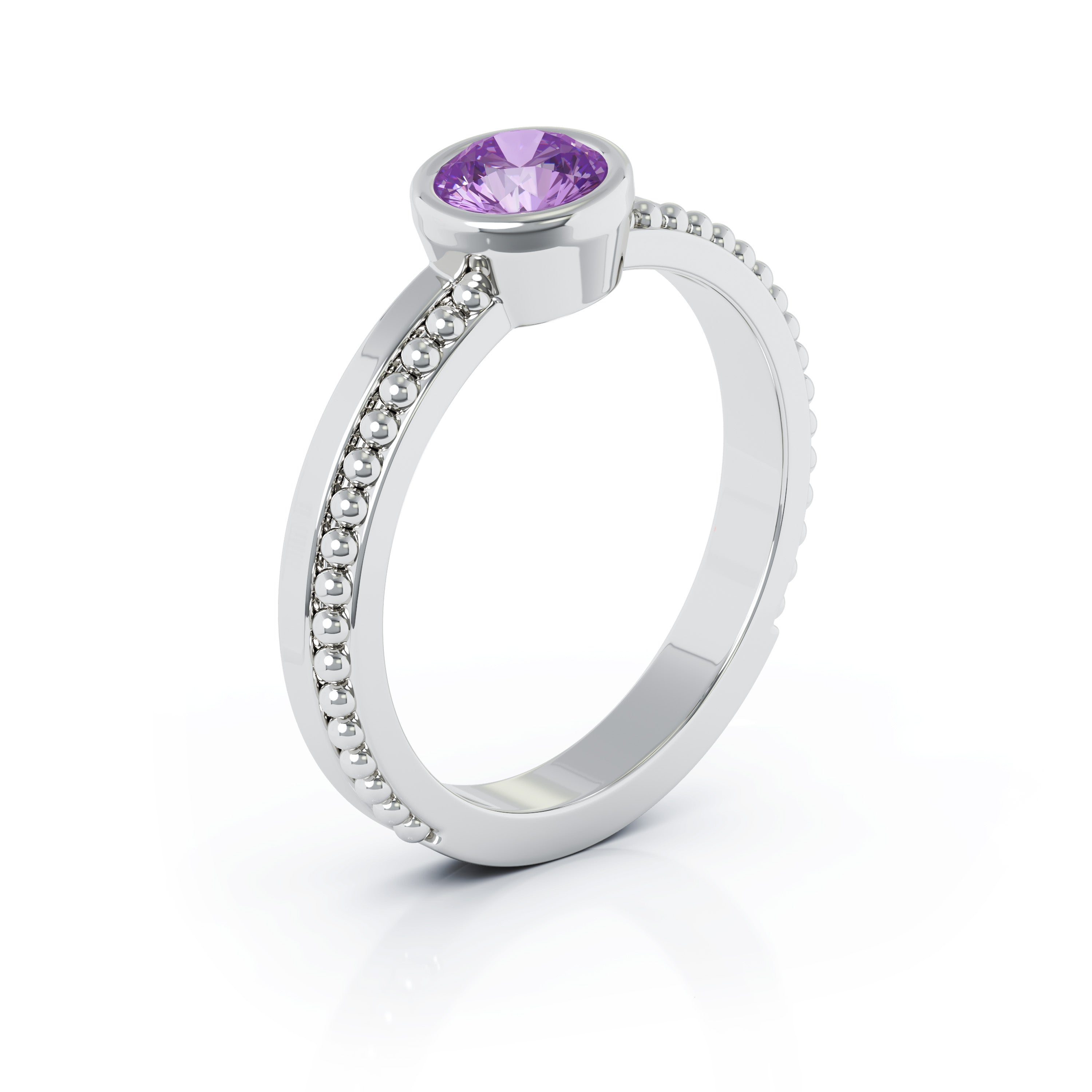 Bezel 5MM Gemstone Bead Ring in 14K Gold