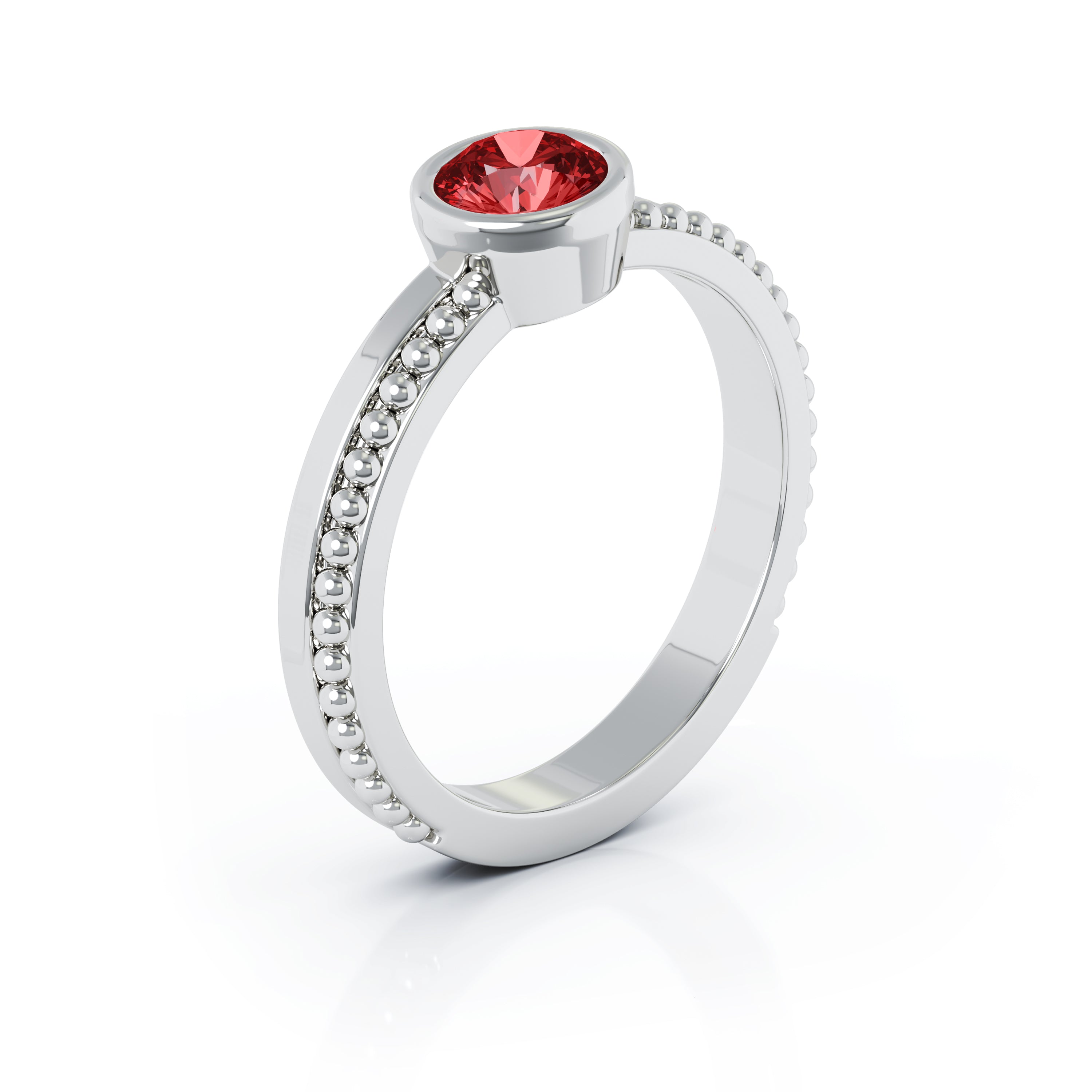 Bezel 5MM Gemstone Bead Ring in 14K Gold