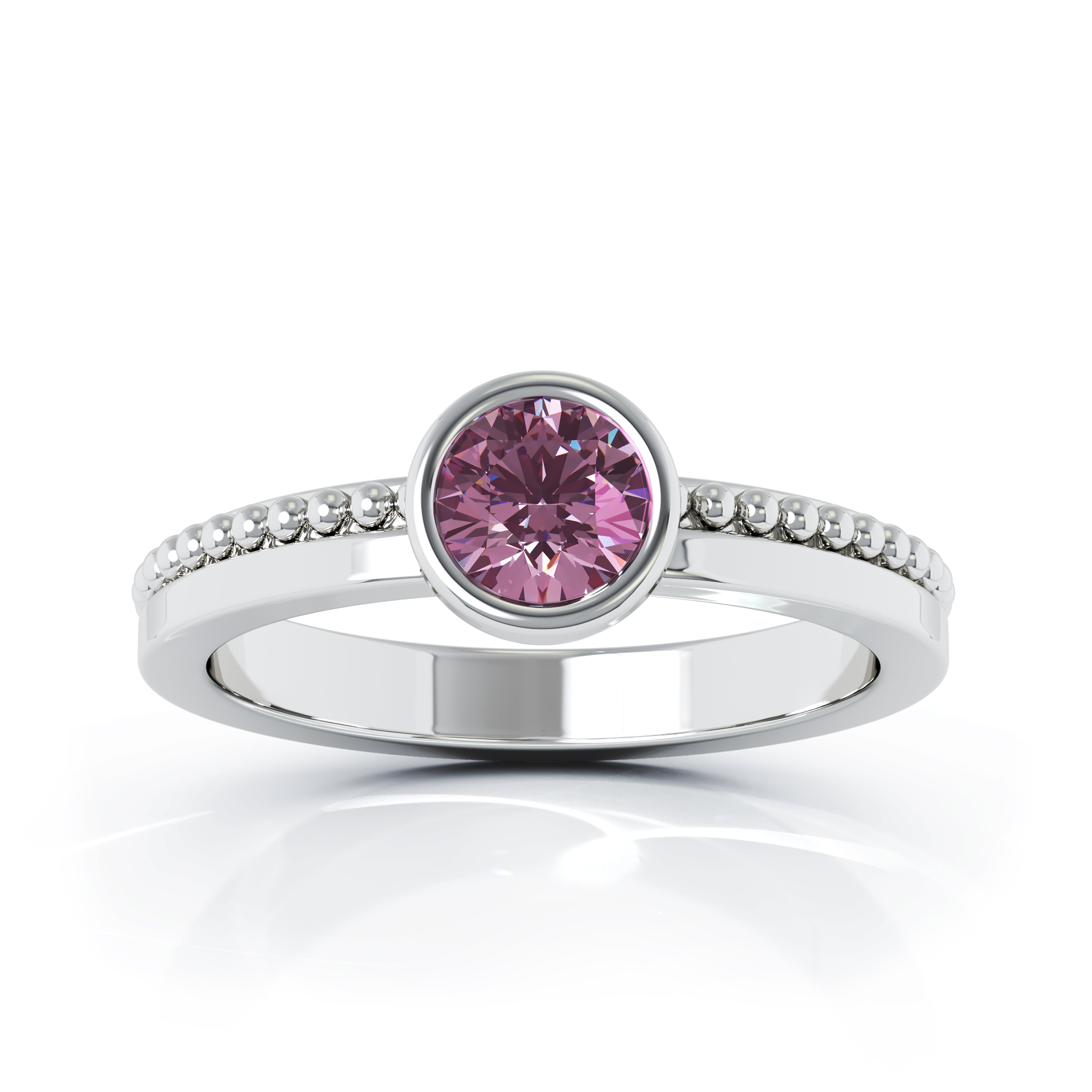 Bezel 5MM Tourmaline Bead Ring in 14K Gold