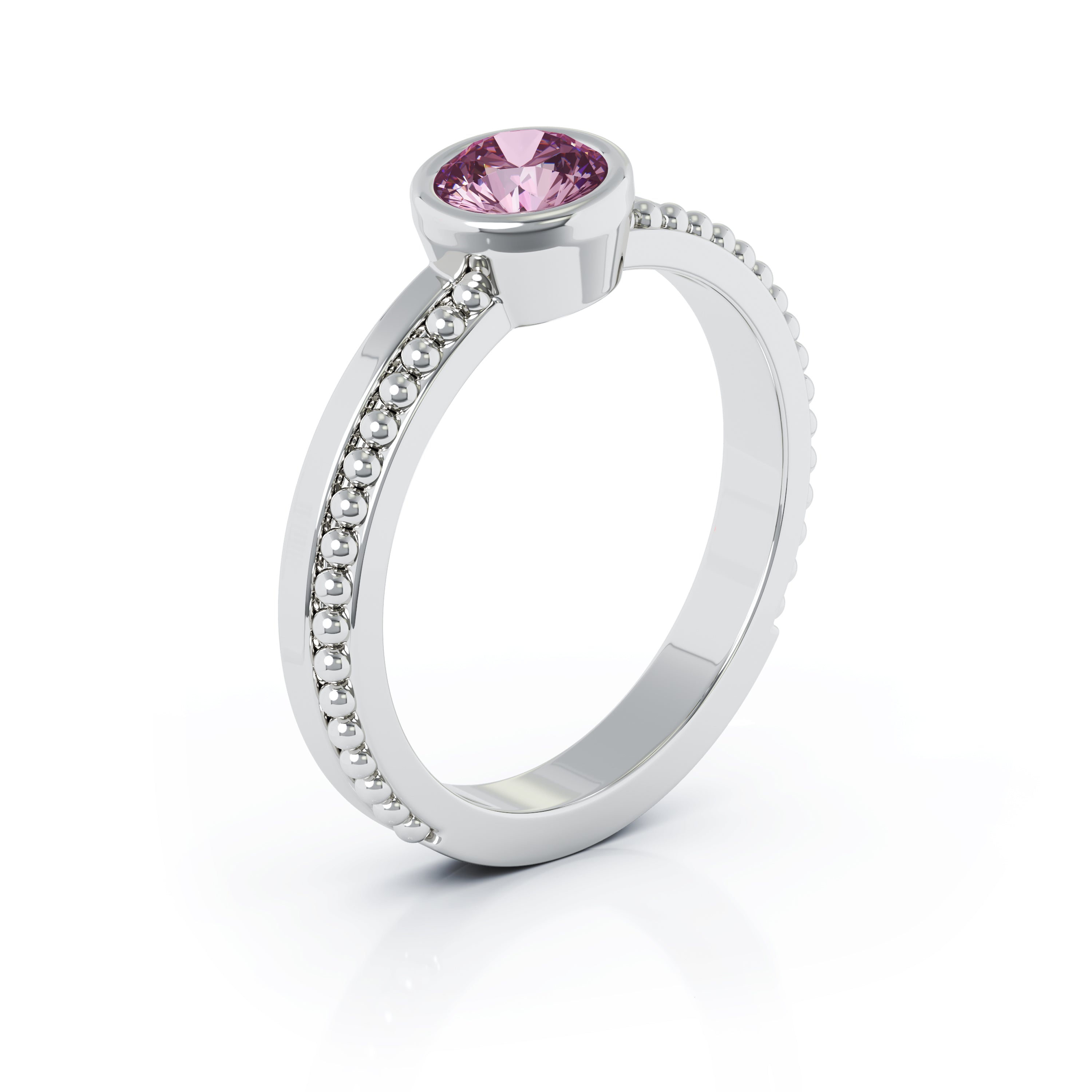 Bezel 5MM Tourmaline Bead Ring in 14K Gold