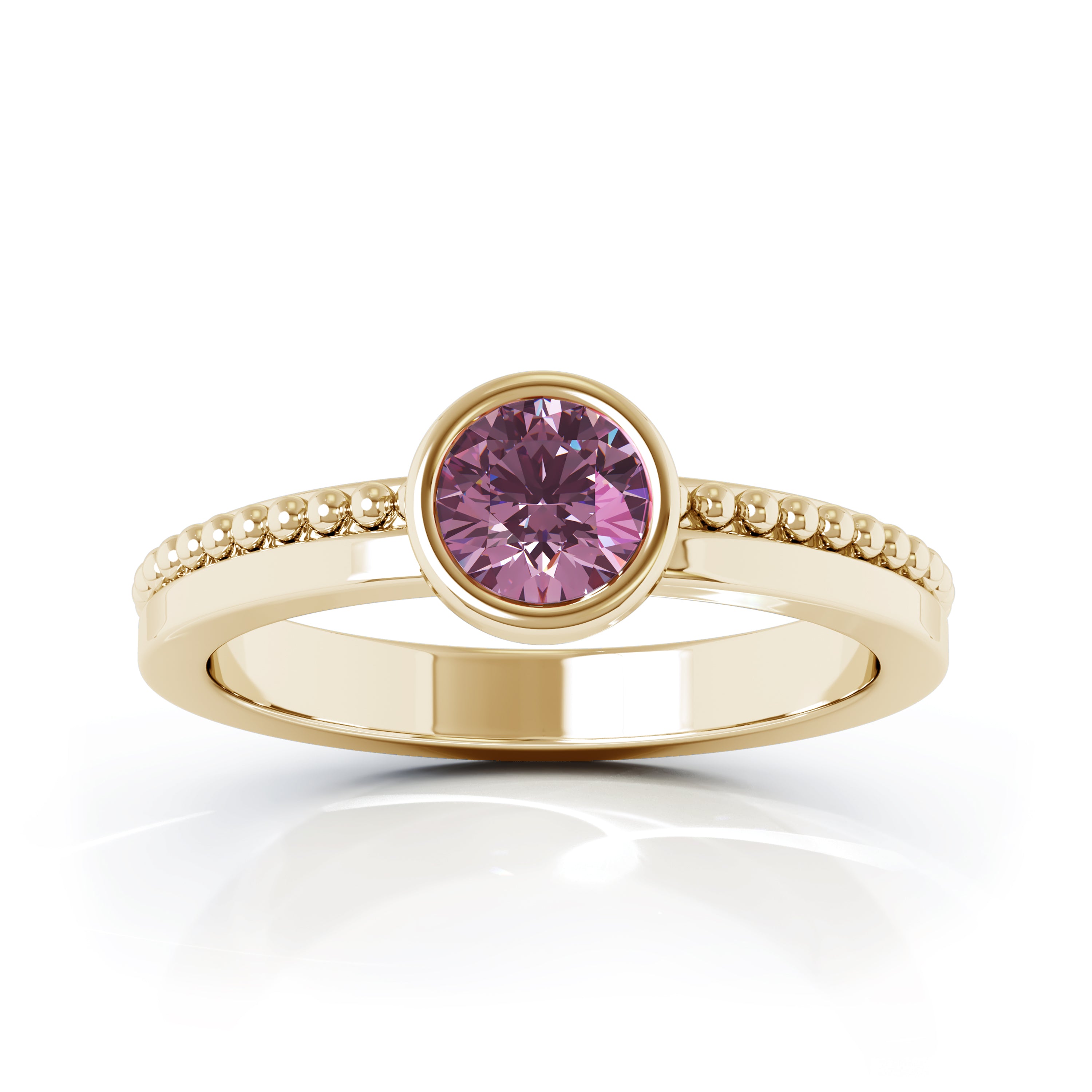 Bezel 5MM Tourmaline Bead Ring in 14K Gold
