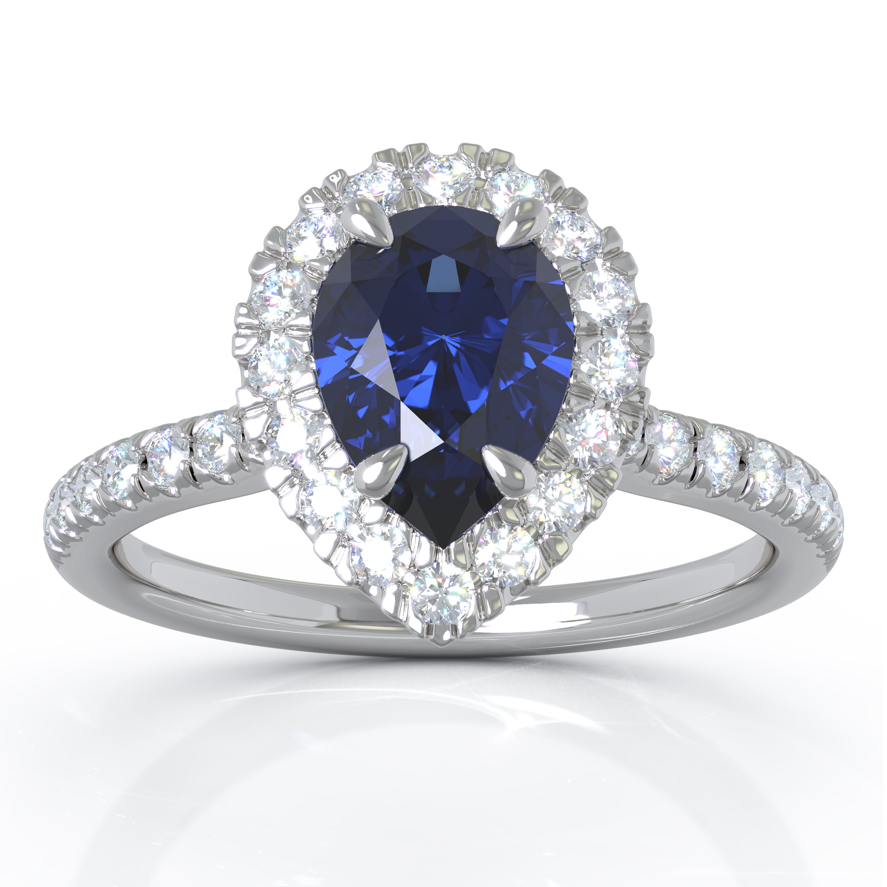 7x5MM Gemstone & 0.34Ct Diamond Ring in 14K White Gold