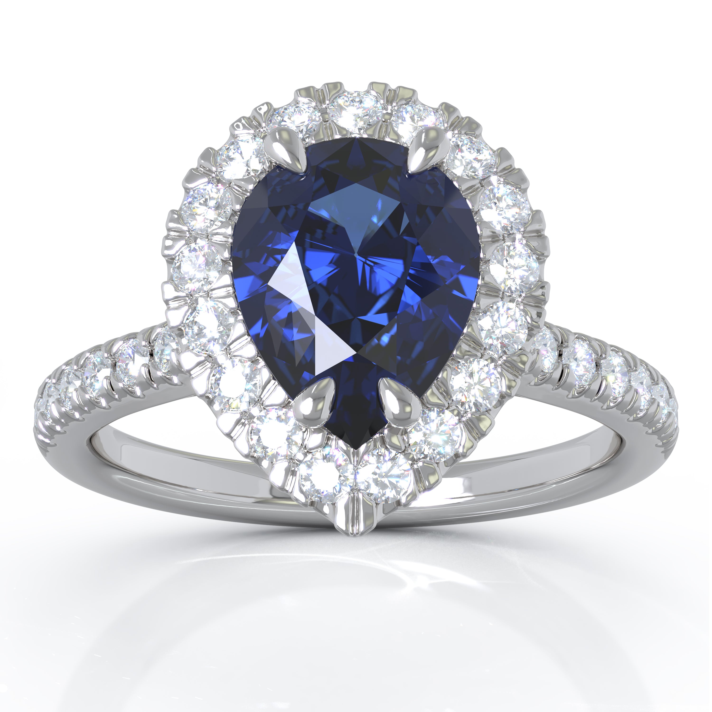 8x6MM Gemstone & 0.35Ct Diamond Ring in 14K White Gold