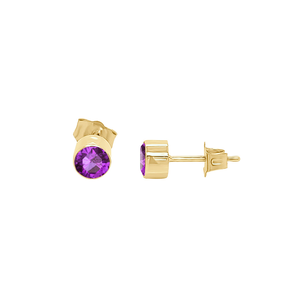 4MM Round Gemstone Stud Earrings in 14K Gold