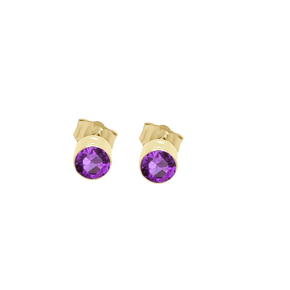 4MM Round Gemstone Stud Earrings in 14K Gold
