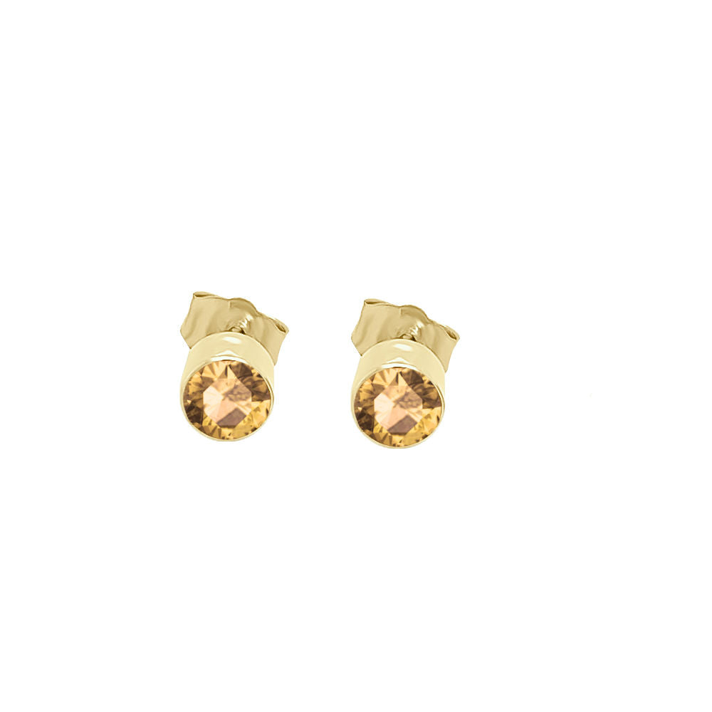 4MM Round Gemstone Stud Earrings in 14K Gold