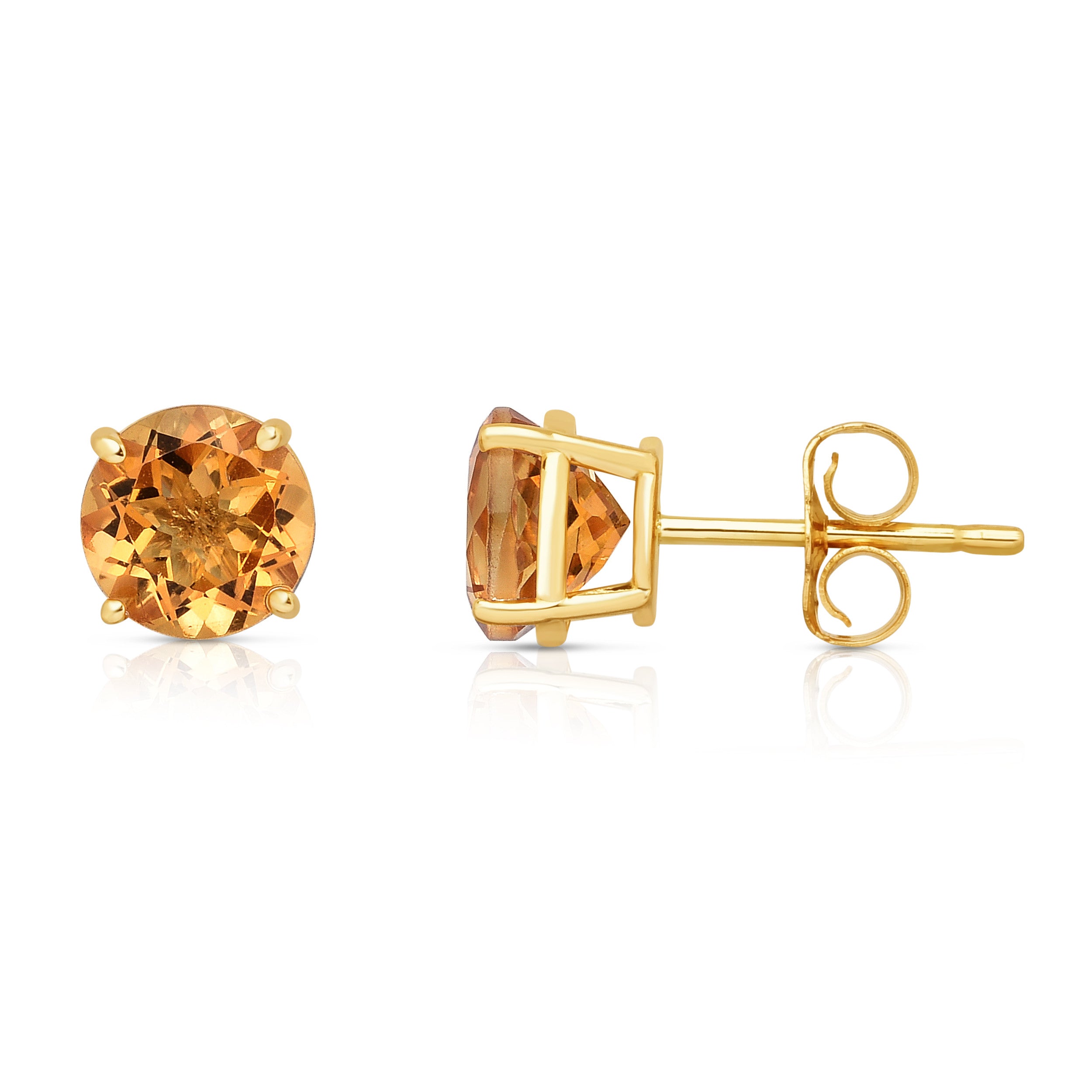 6MM Round Gemstone Stud Earrings in 14K Gold