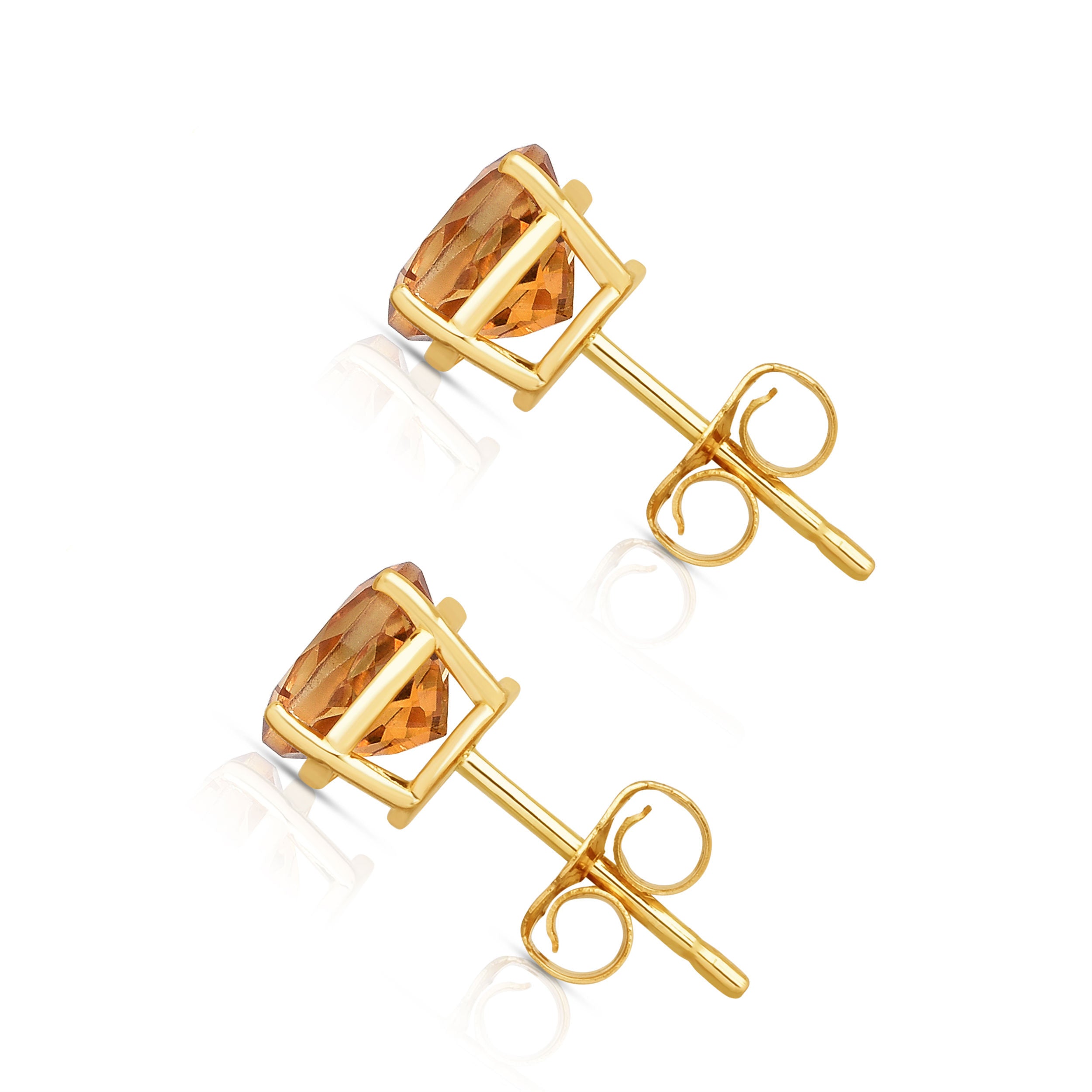 6MM Round Gemstone Stud Earrings in 14K Gold