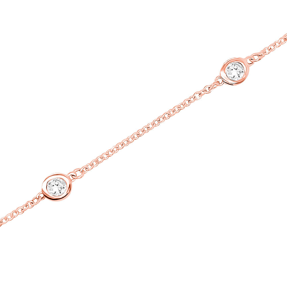 5 Station 0.50Ct Diamond Bracelet, 7" in 14K Gold
