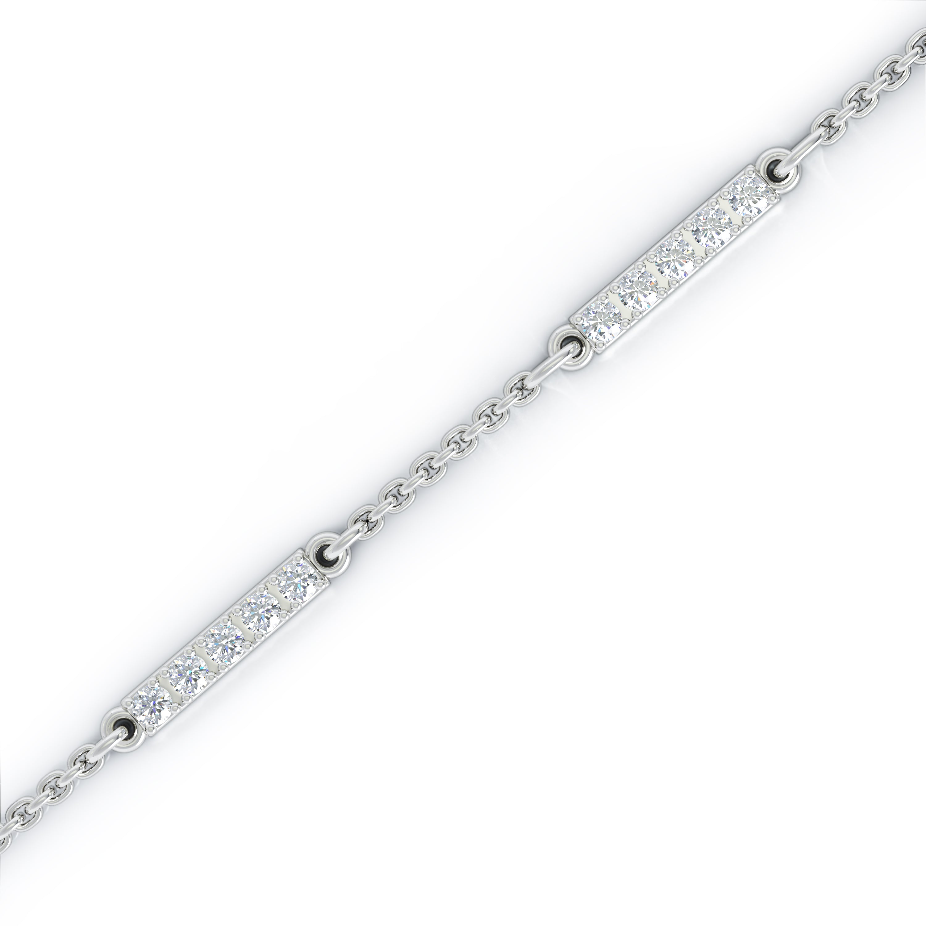0.65Ct Diamond Bar Chain Station Necklace, 20" in 14K Gold