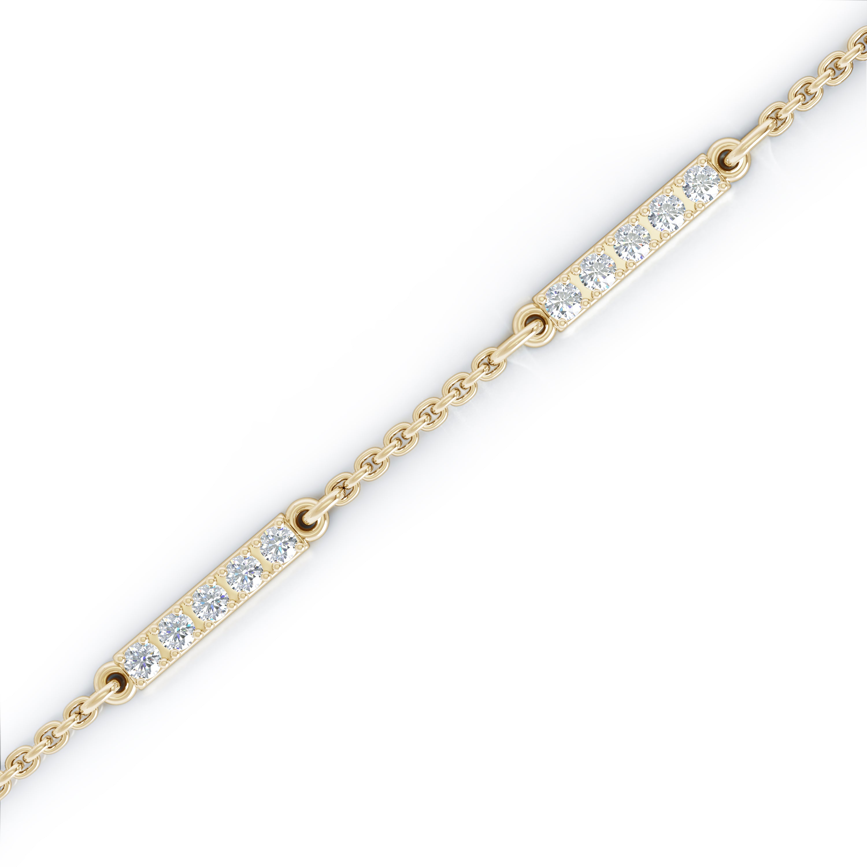 0.65Ct Diamond Bar Chain Station Necklace, 20" in 14K Gold