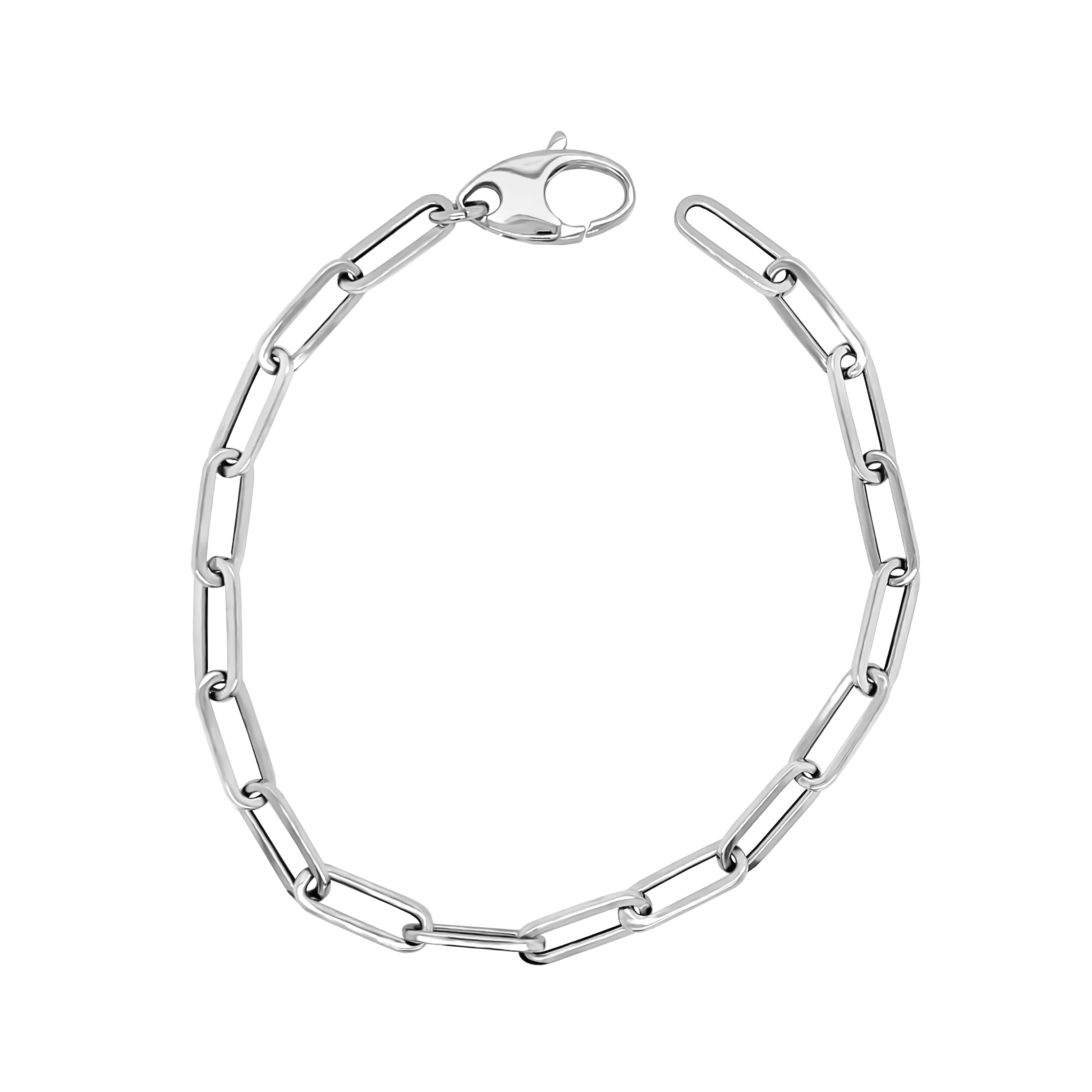 4.5MM Link Paperclip Link Chain Bracelet, 7.5" in 14K Gold