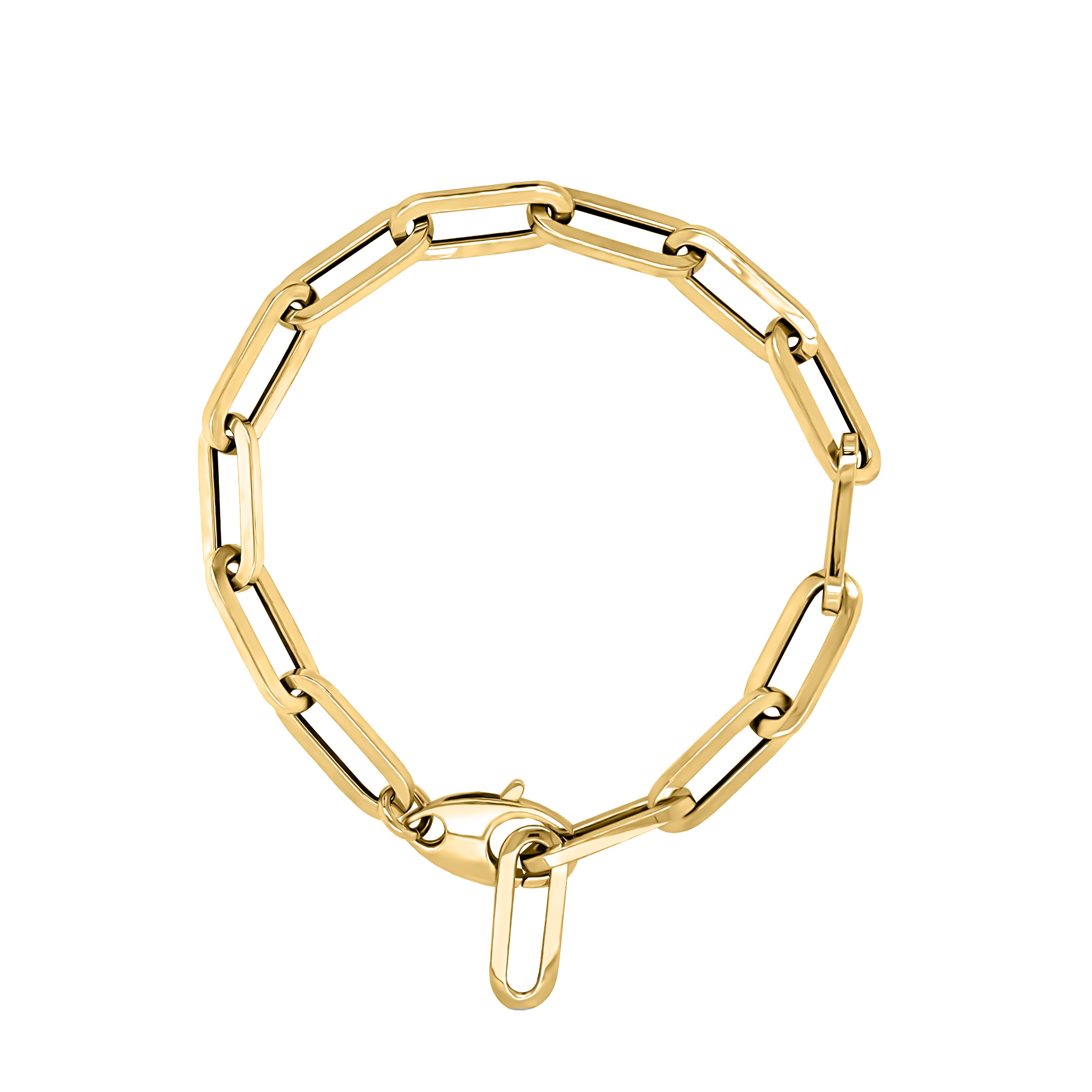6.0MM Link Paperclip Link Chain Bracelet, 7.5" in 14K Gold