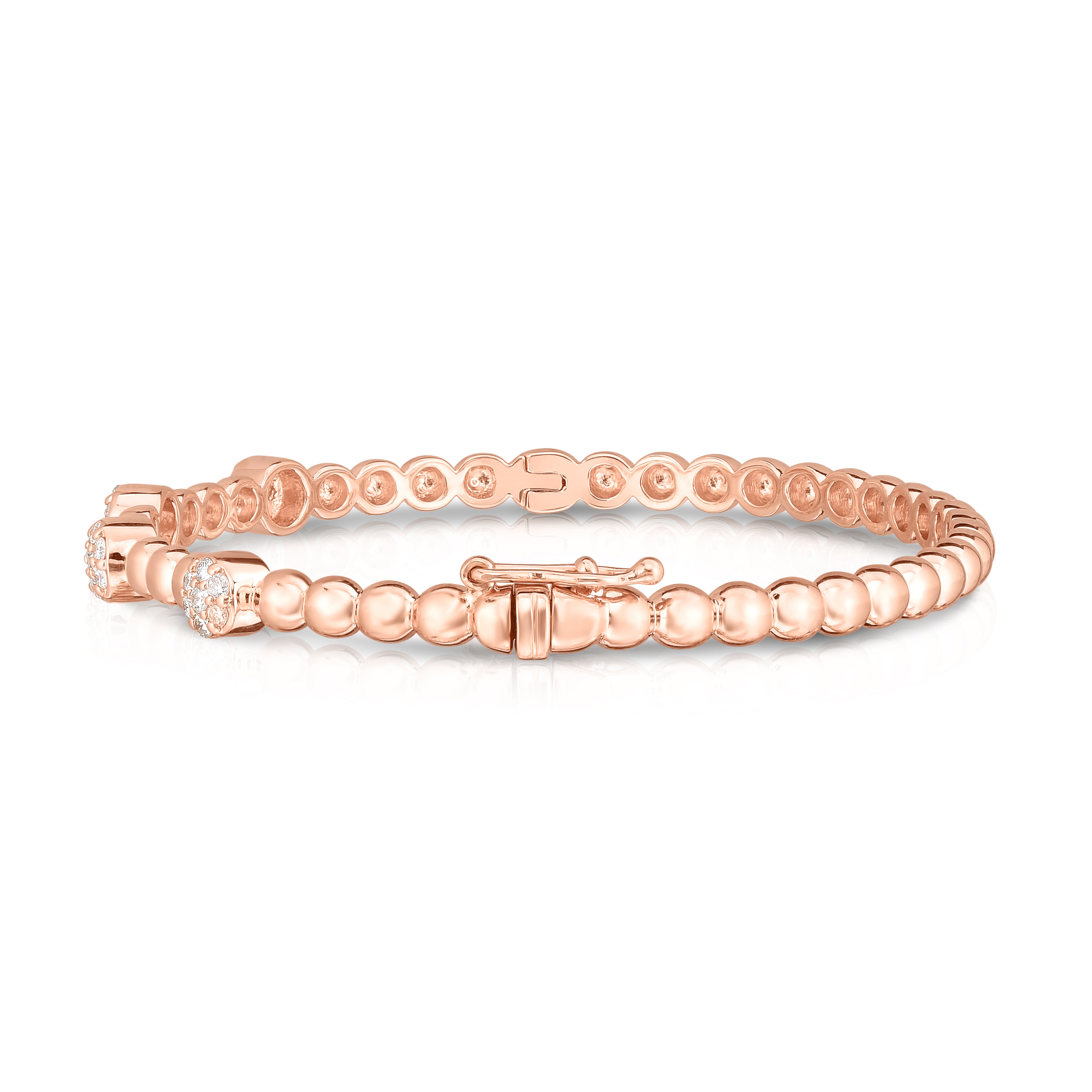 Cluster Bead 0.40Ct Diamond Bangle in 14K Gold