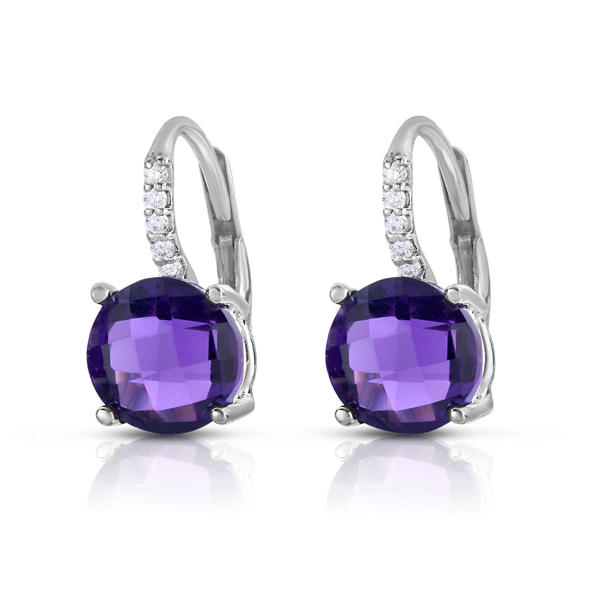 Gemstone & 0.08Ct Diamond Earrings in 14K Gold