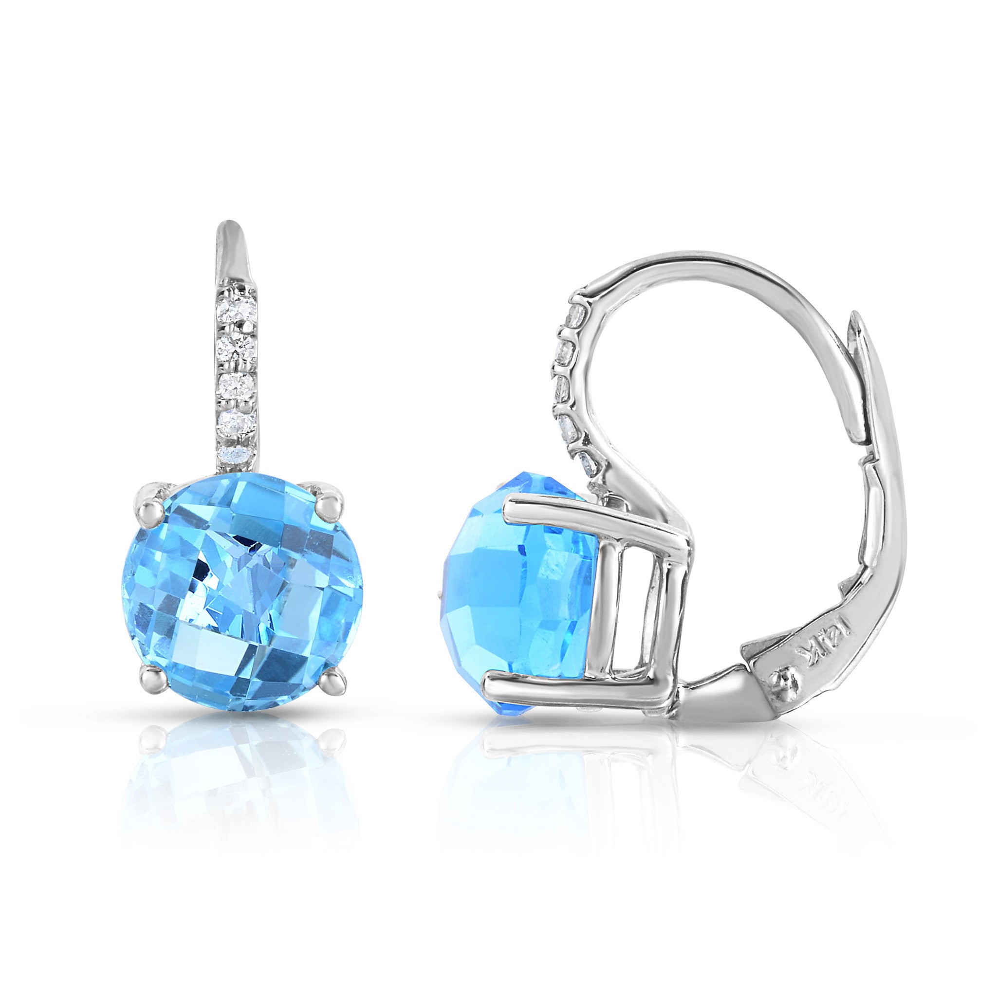 Gemstone & 0.08Ct Diamond Earrings in 14K Gold