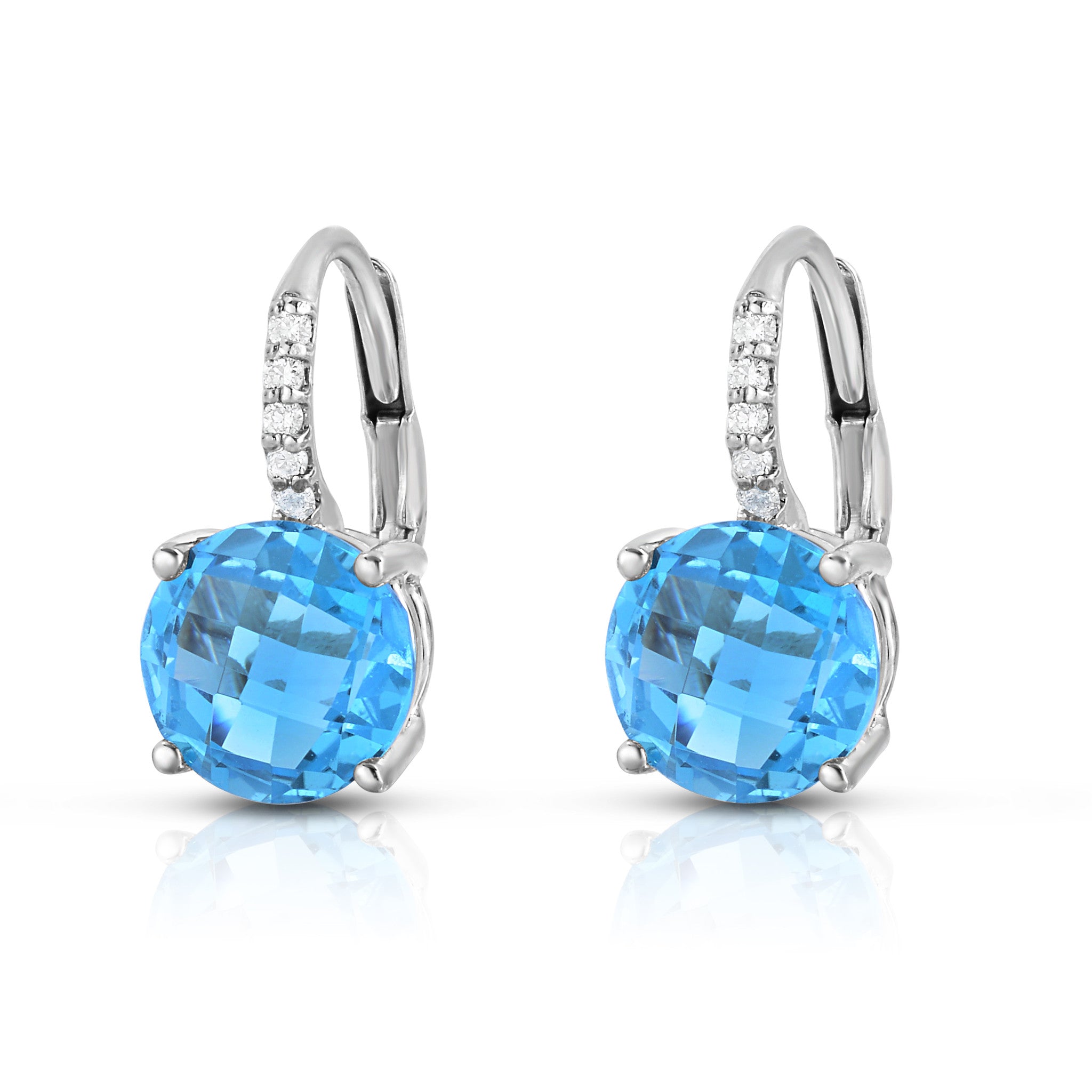 Gemstone & 0.08Ct Diamond Earrings in 14K Gold