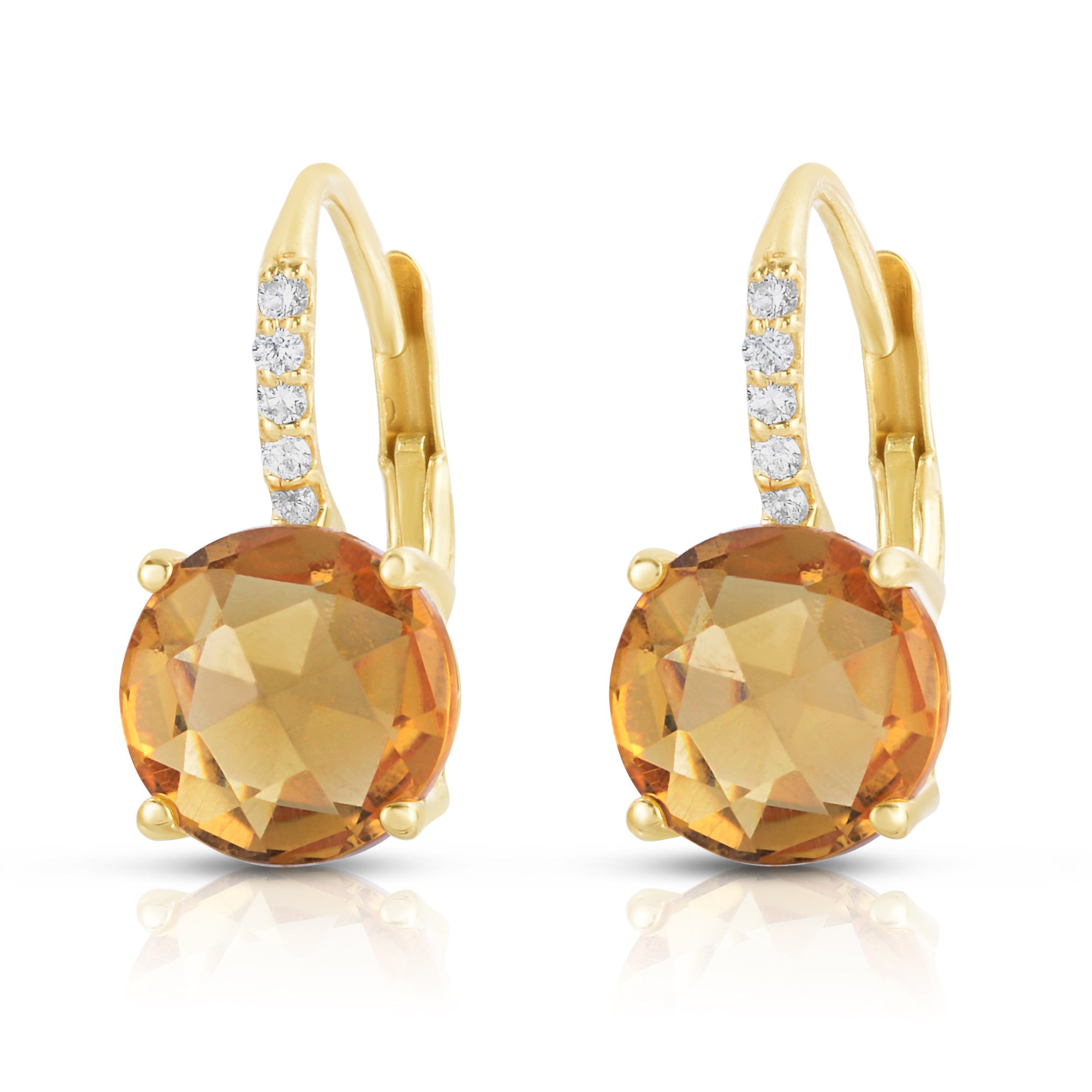 Gemstone & 0.08Ct Diamond Earrings in 14K Gold