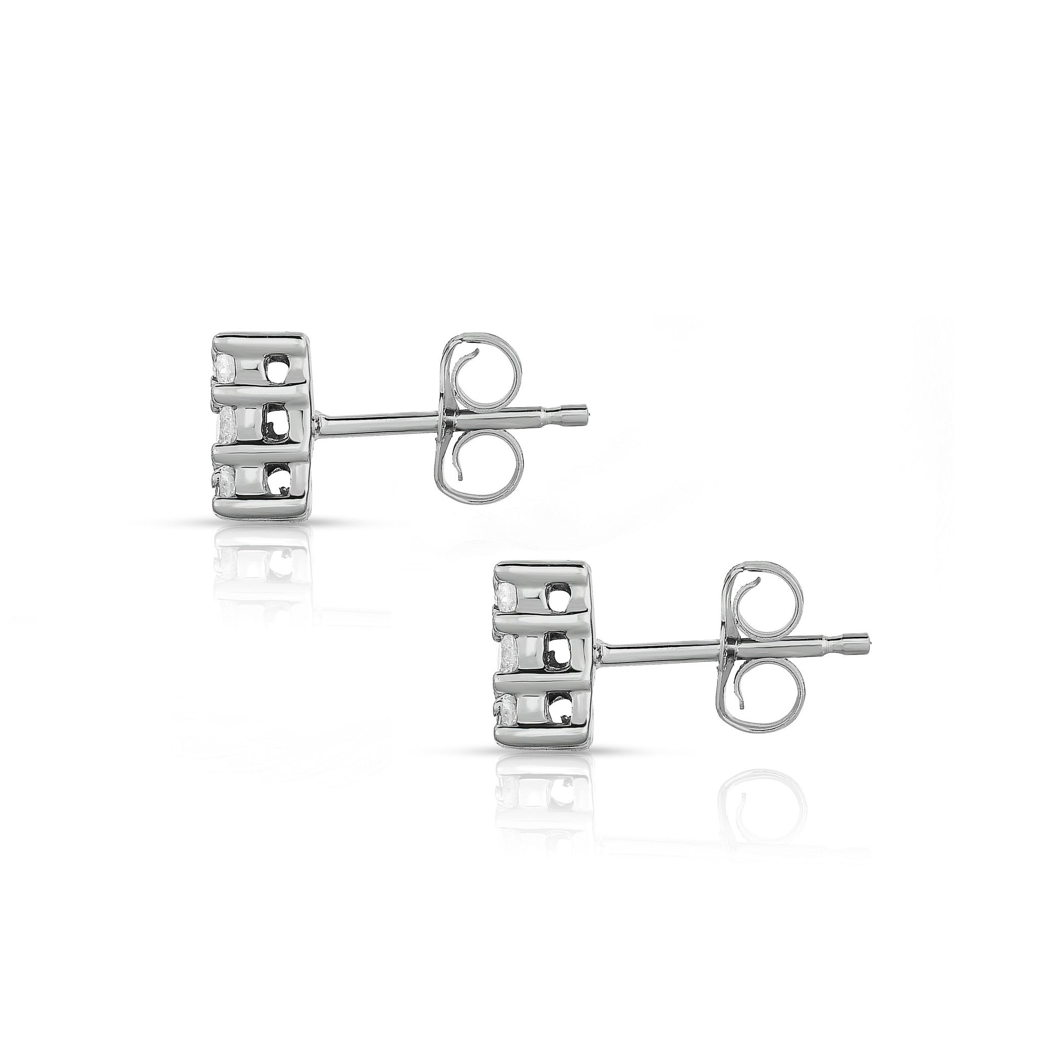 0.50Ct Diamond Cluster Square Stud Earrings in 14K White Gold