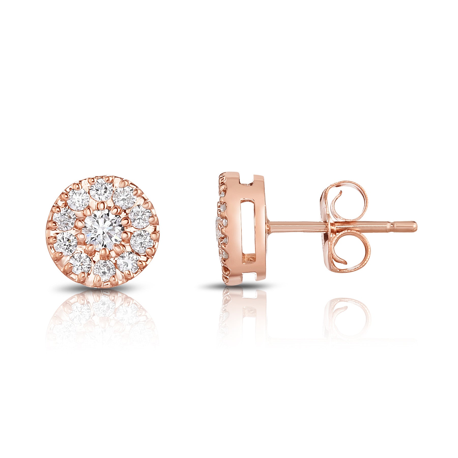 0.33Ct Diamond Halo Stud Earrings in 14K Gold