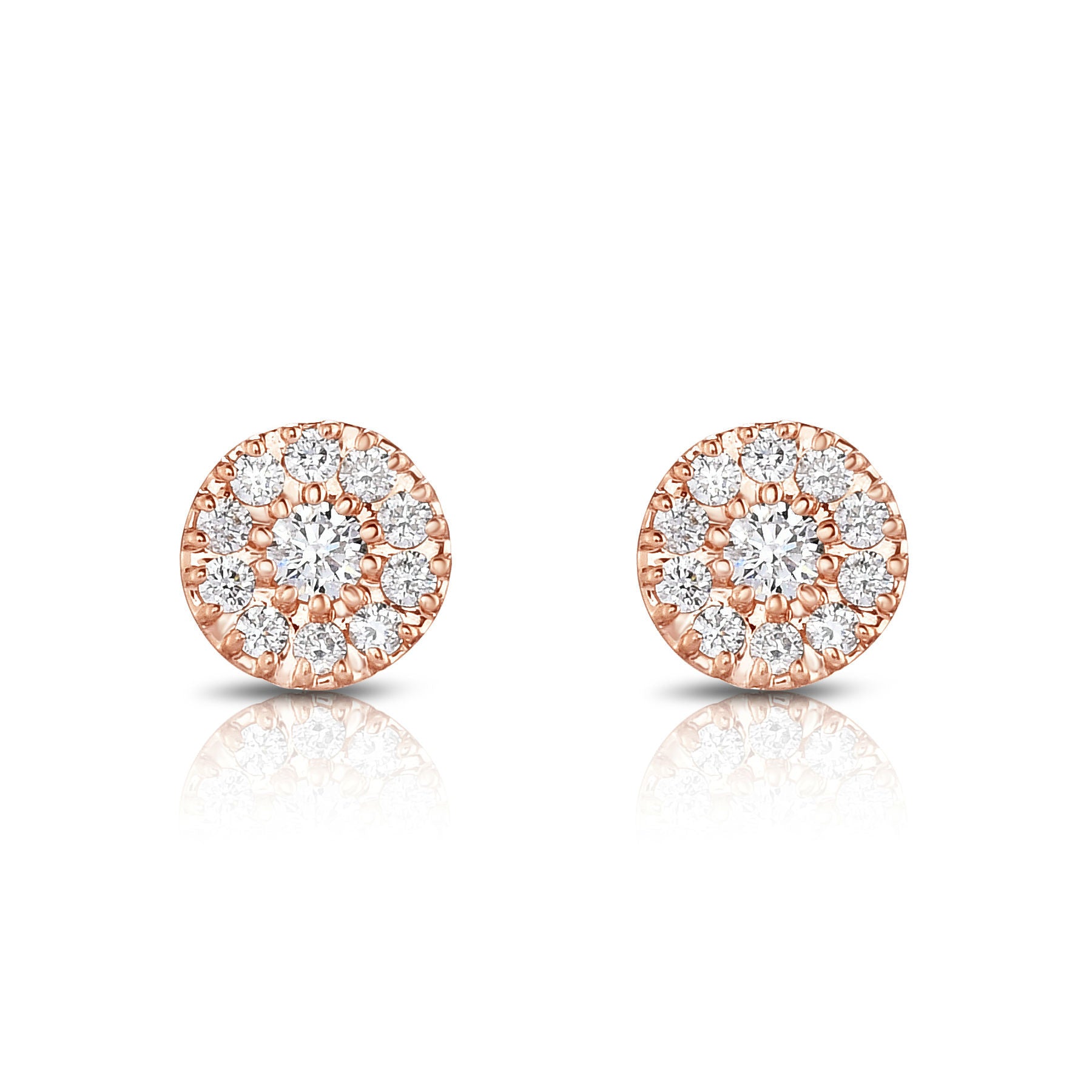 0.33Ct Diamond Halo Stud Earrings in 14K Gold