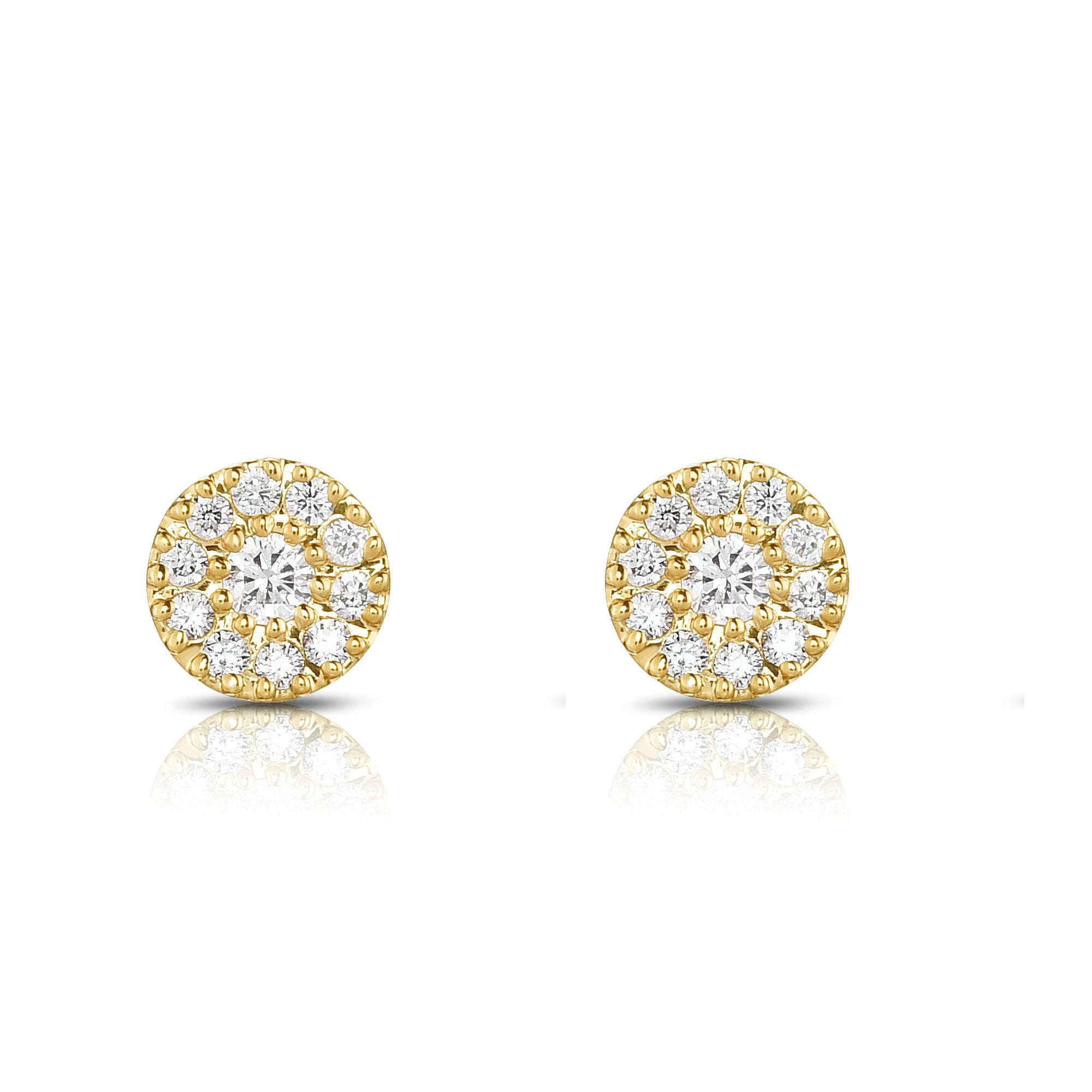 0.33Ct Diamond Halo Stud Earrings in 14K Gold
