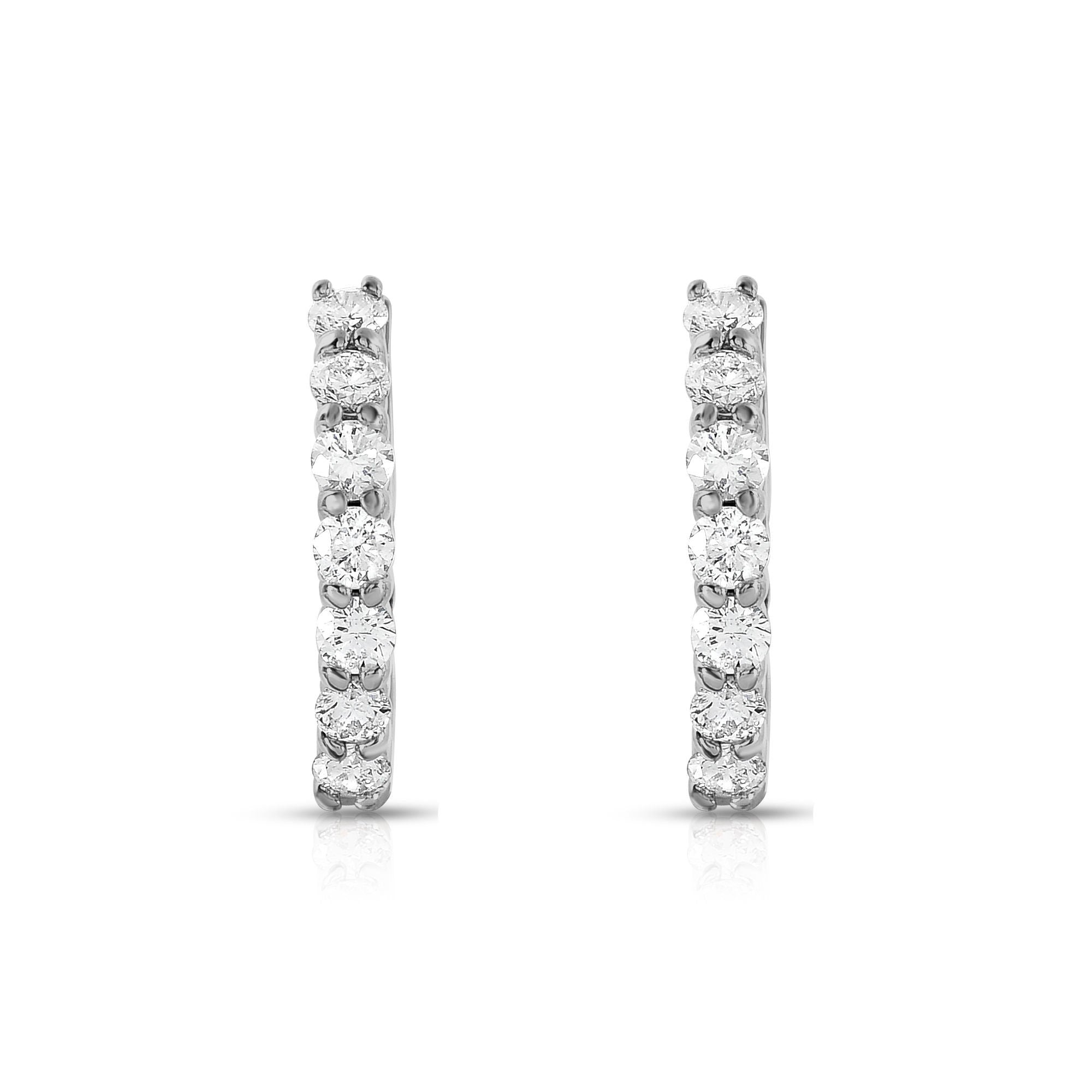 0.62Ct Diamond Huggie Hoop Earrings in 14K White Gold