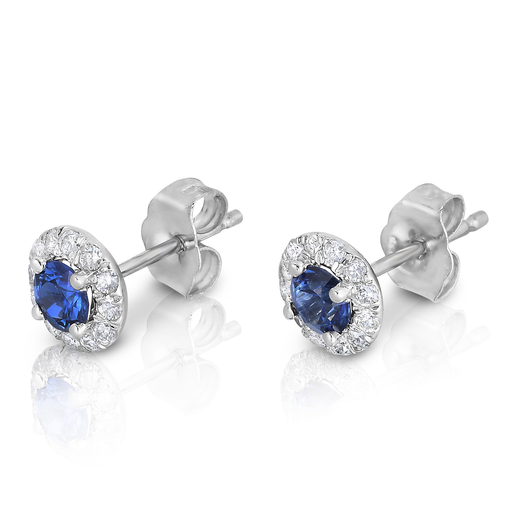Gemstone & 0.22Ct Diamond Earrings in 14K White Gold