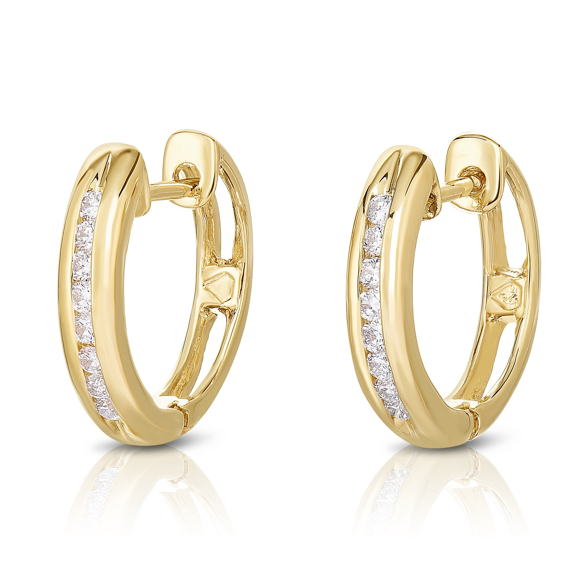 0.24Ct Diamond Hoop Earrings in 14K Gold